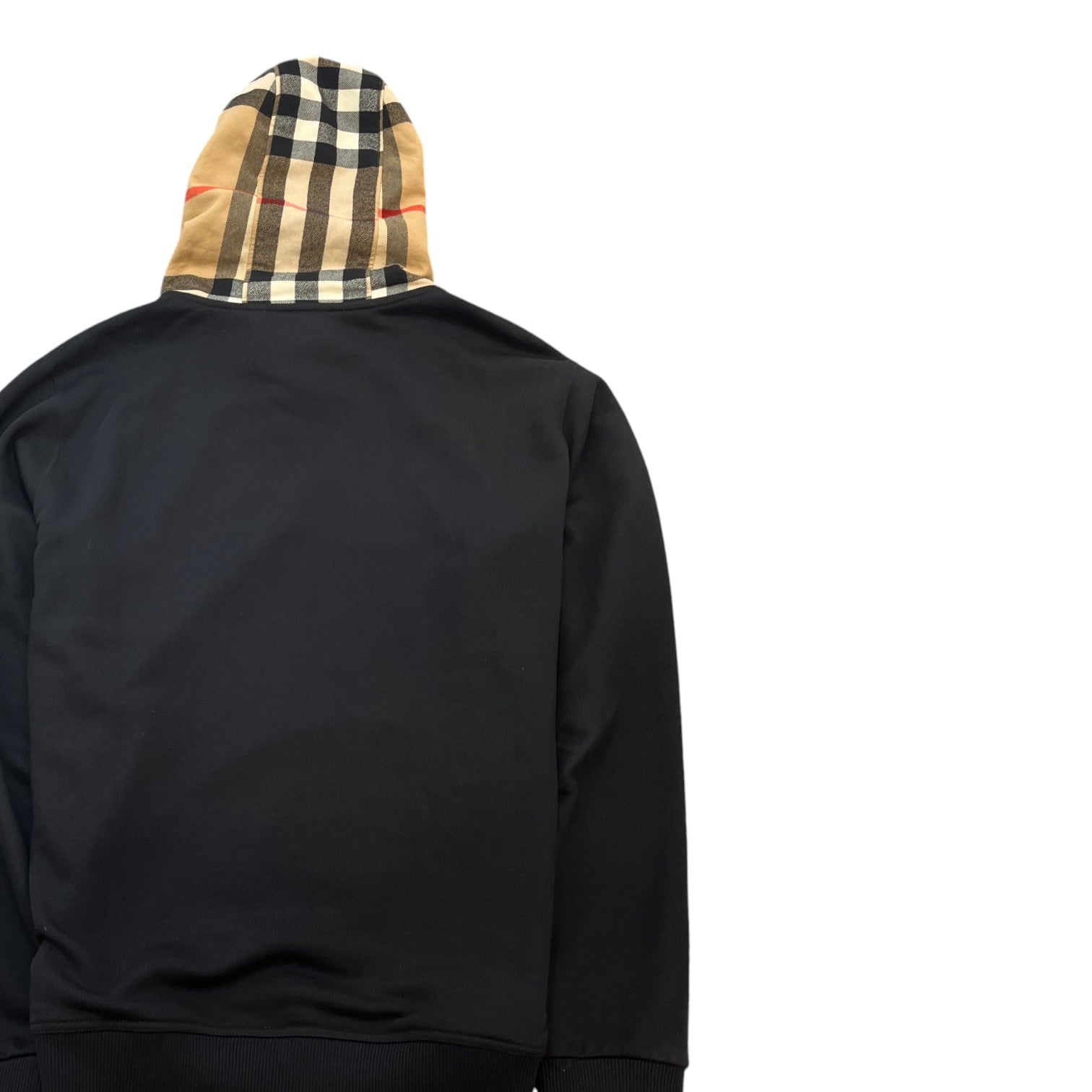 Men's Check Hood Hoodie Black Size L