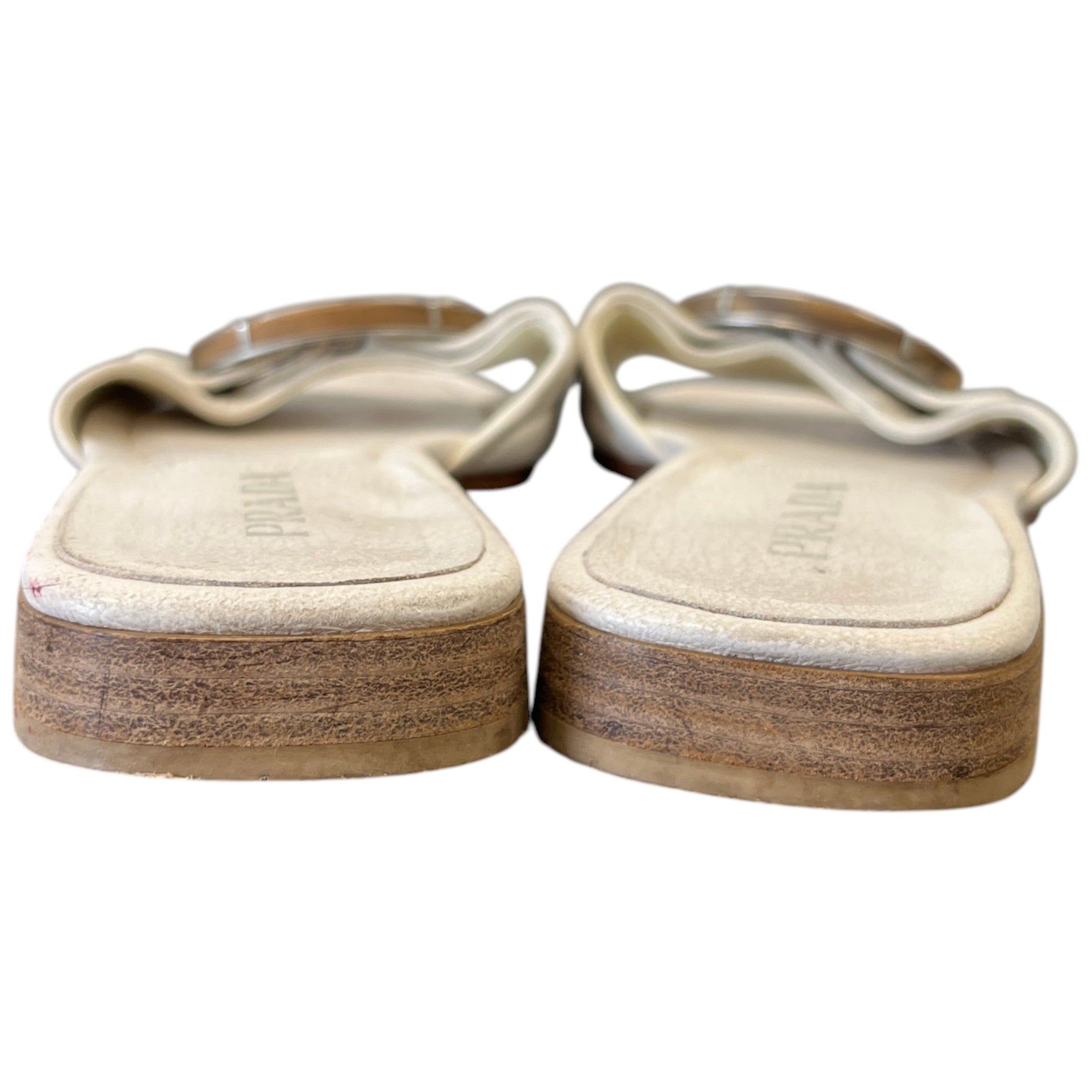 Women's Vintage Wooden Logo Sandals Cream Size EU 37 / UK 4
