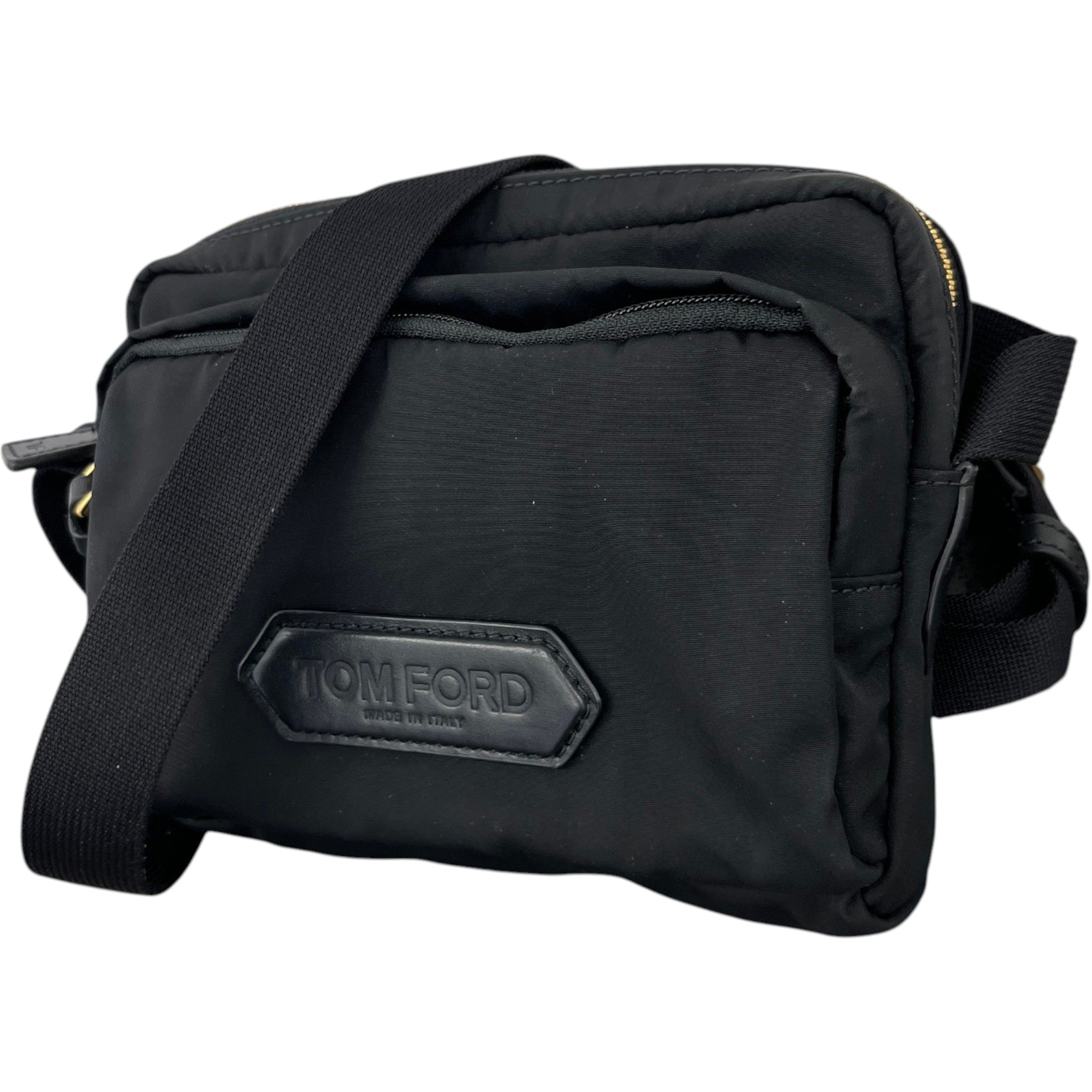 Men's Plaque Logo Messenger Bag Black