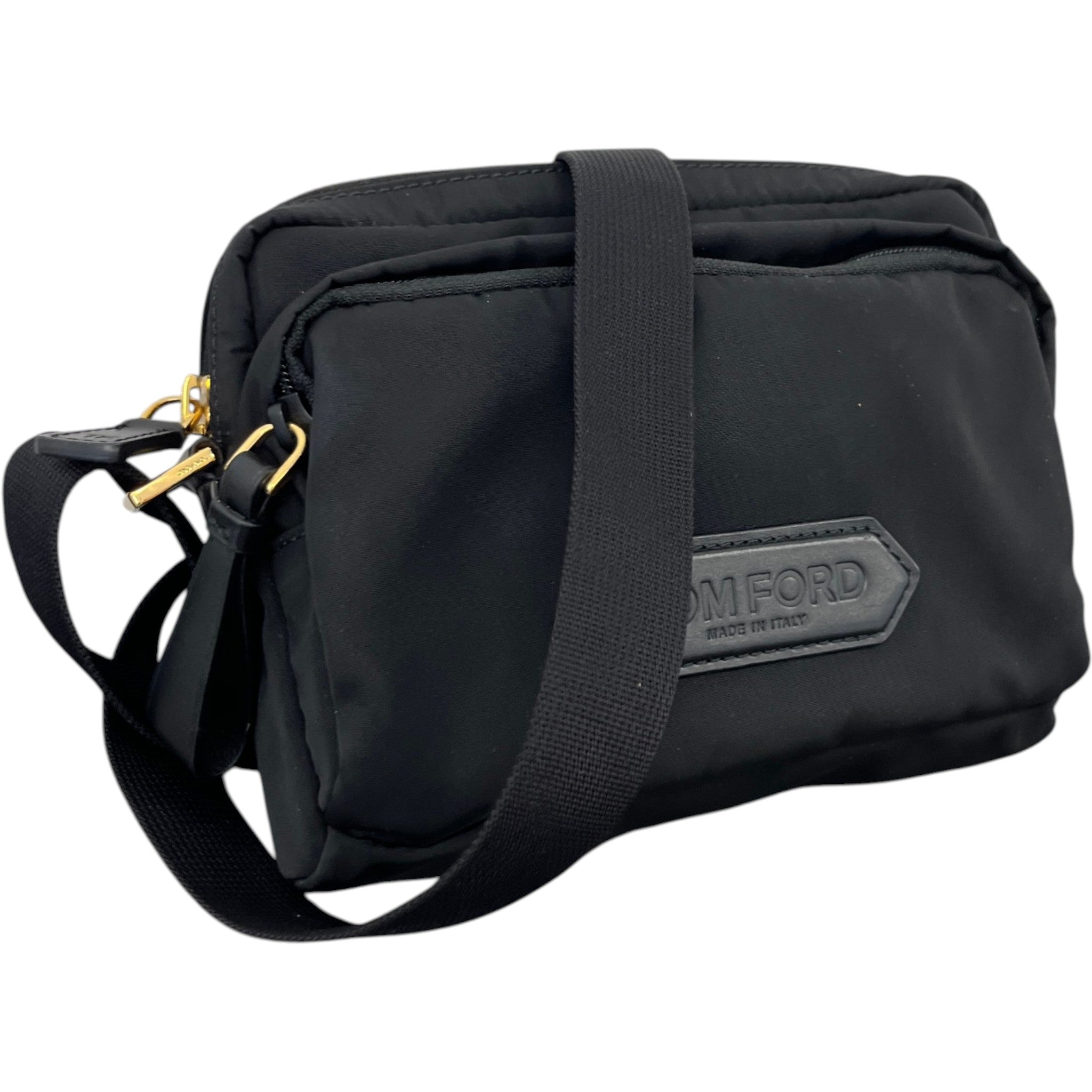 Men's Plaque Logo Messenger Bag Black