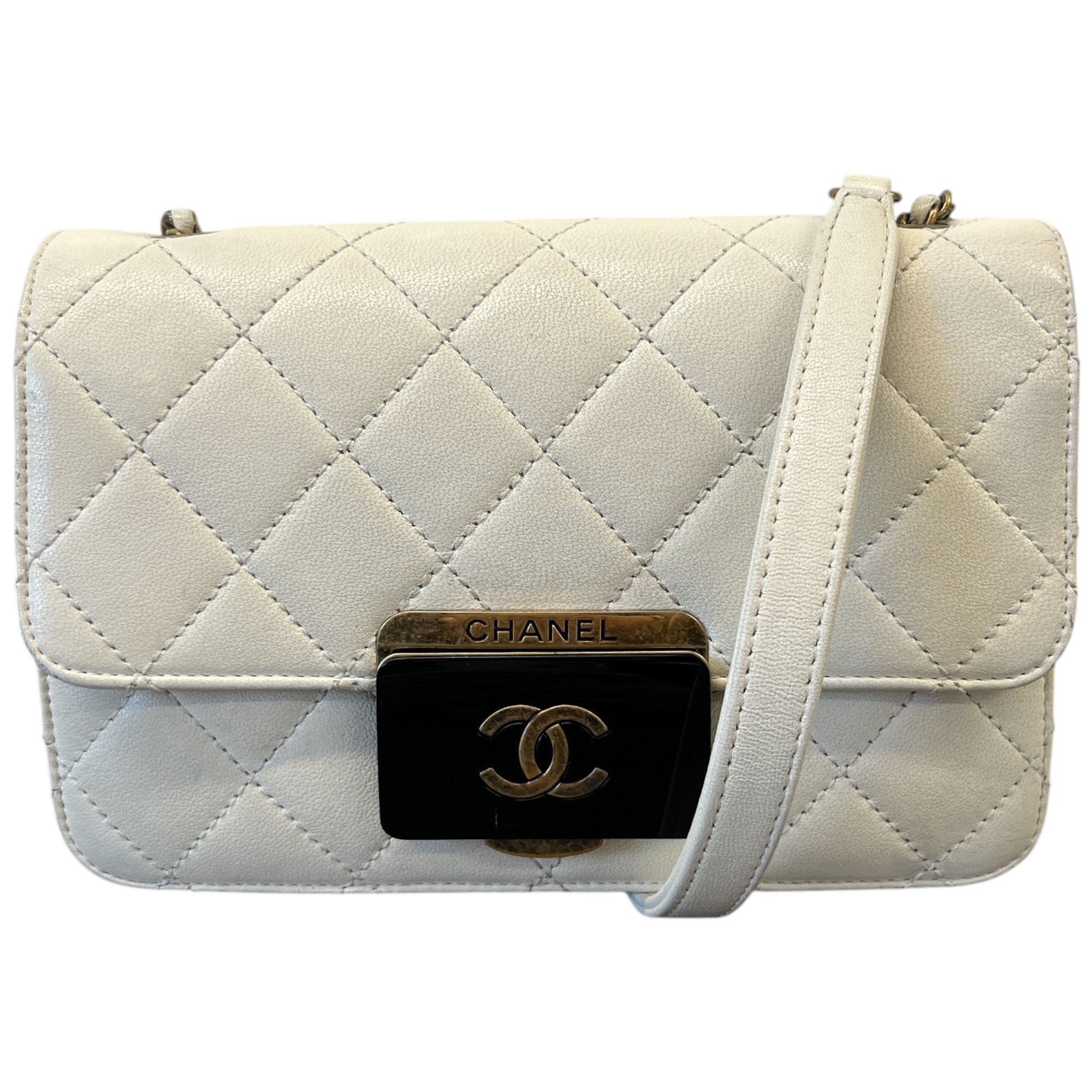 Women's Mini Beauty Lock Flap Handbag White