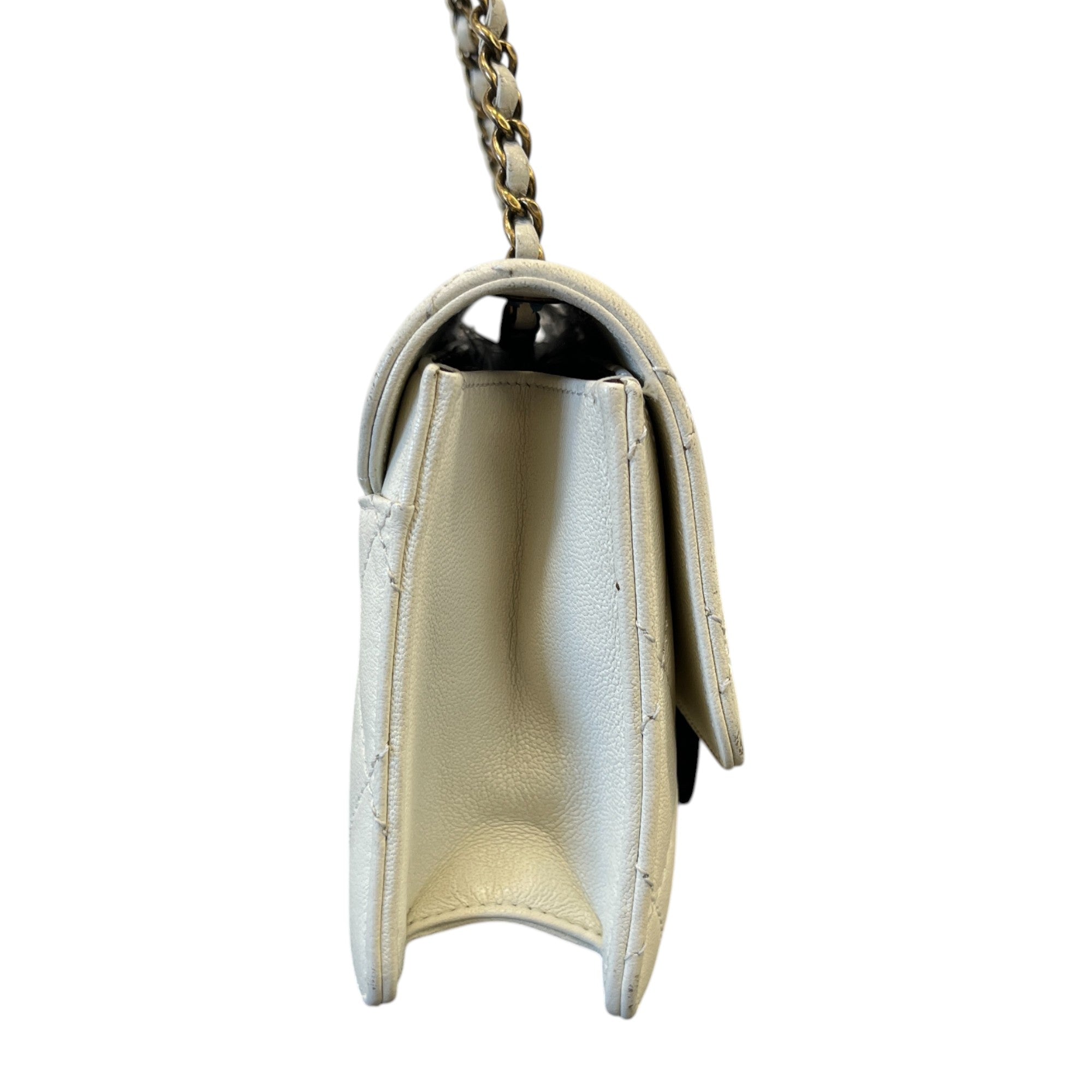 Women's Mini Beauty Lock Flap Handbag White