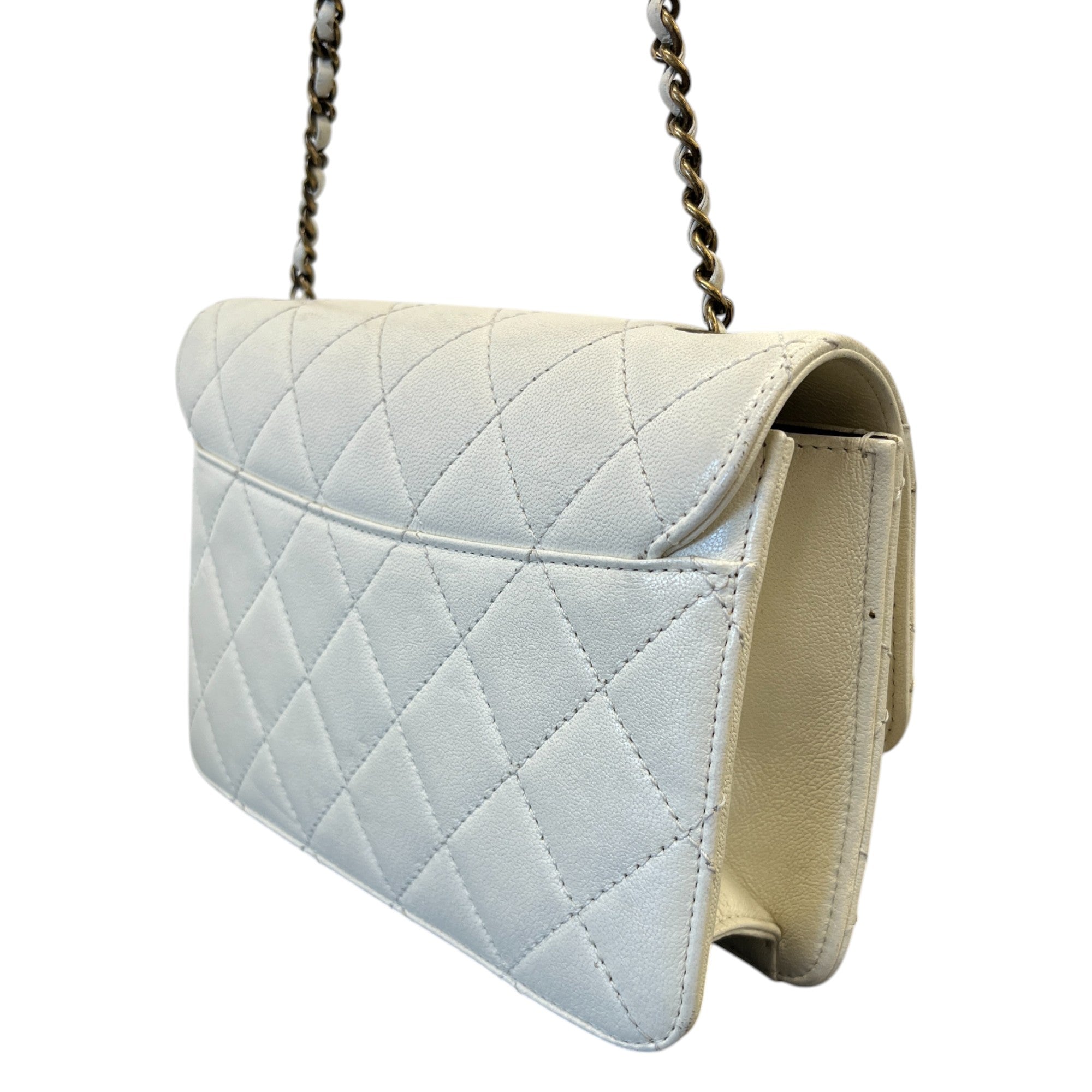 Women's Mini Beauty Lock Flap Handbag White