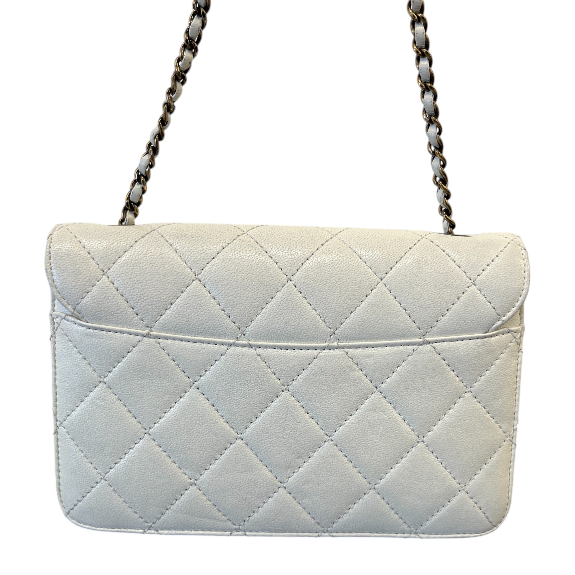 Women's Mini Beauty Lock Flap Handbag White