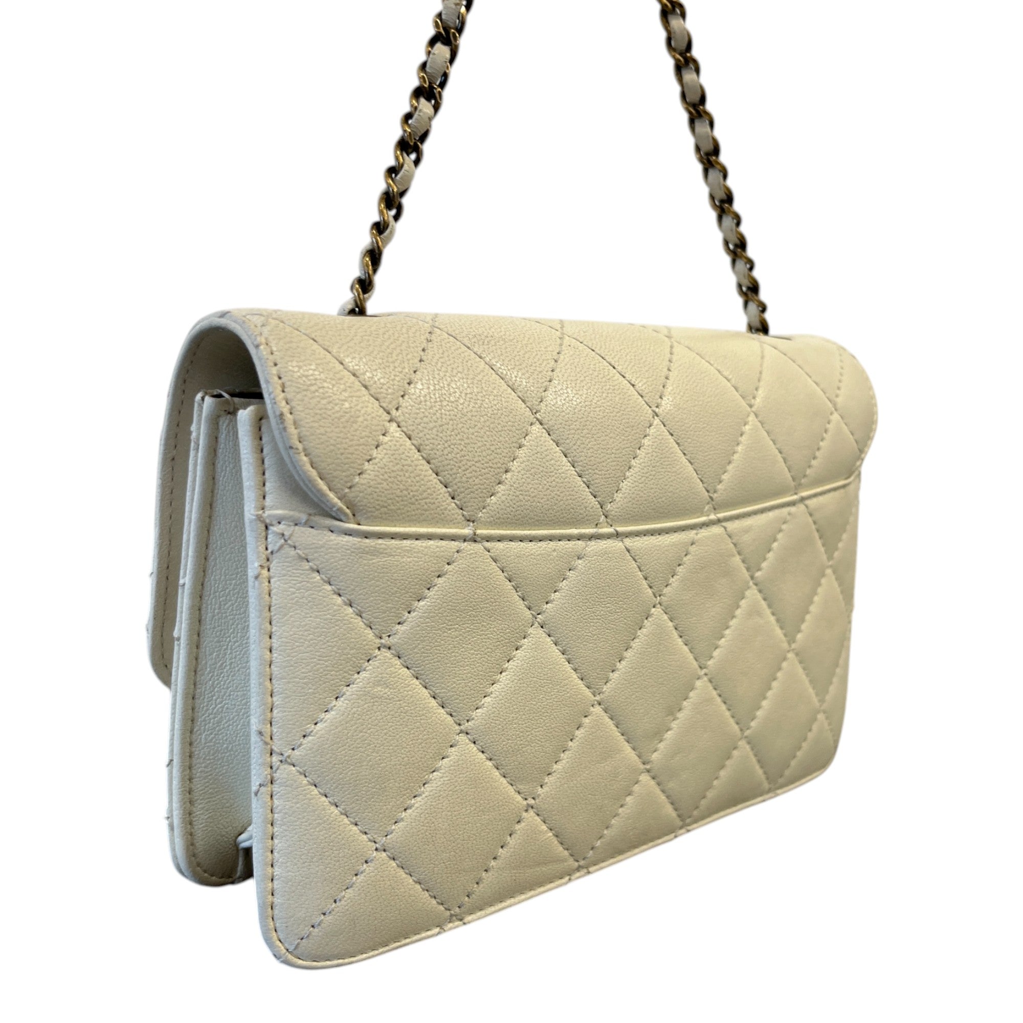 Women's Mini Beauty Lock Flap Handbag White