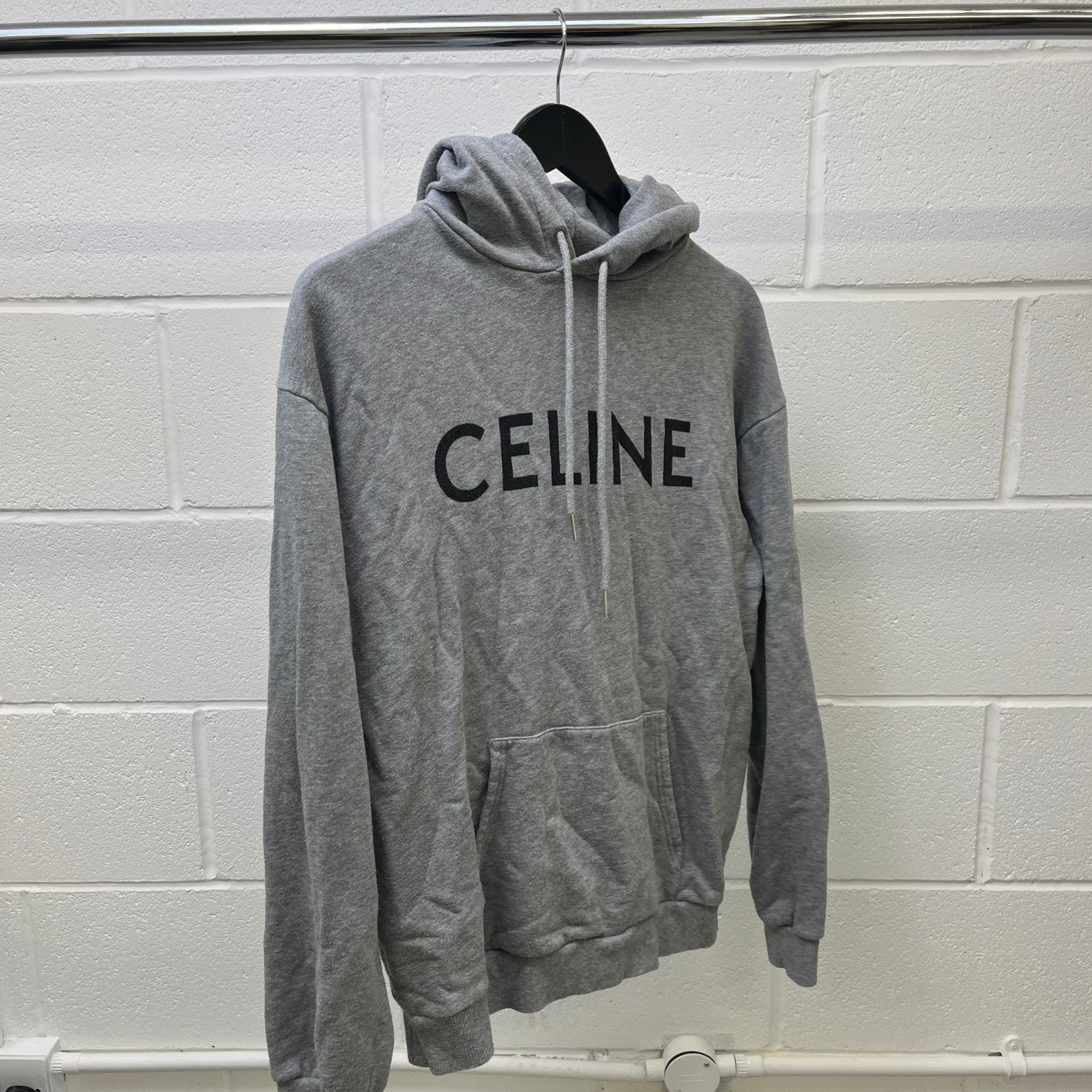 Men's Logo Print Hoodie Grey Size M