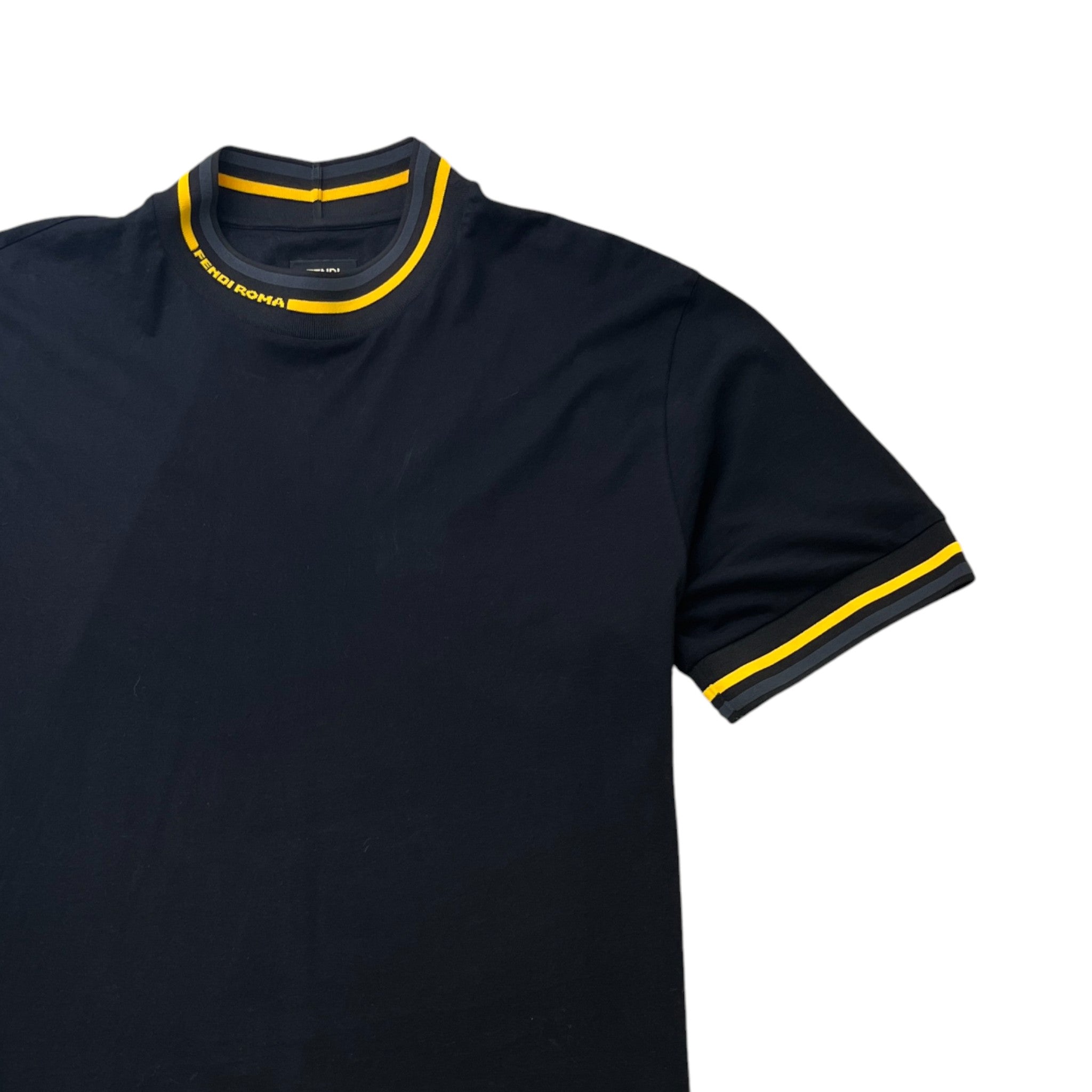 Men's Roma Ribbed Trim T-Shirt Black Size M