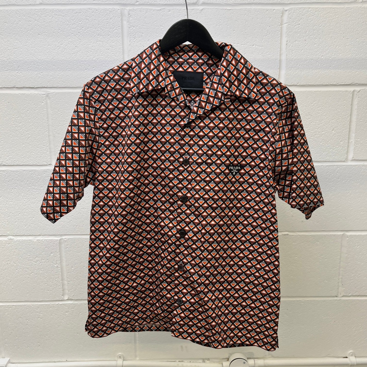 Men's Triangle Logo Short Sleeve Shirt Orange Size S
