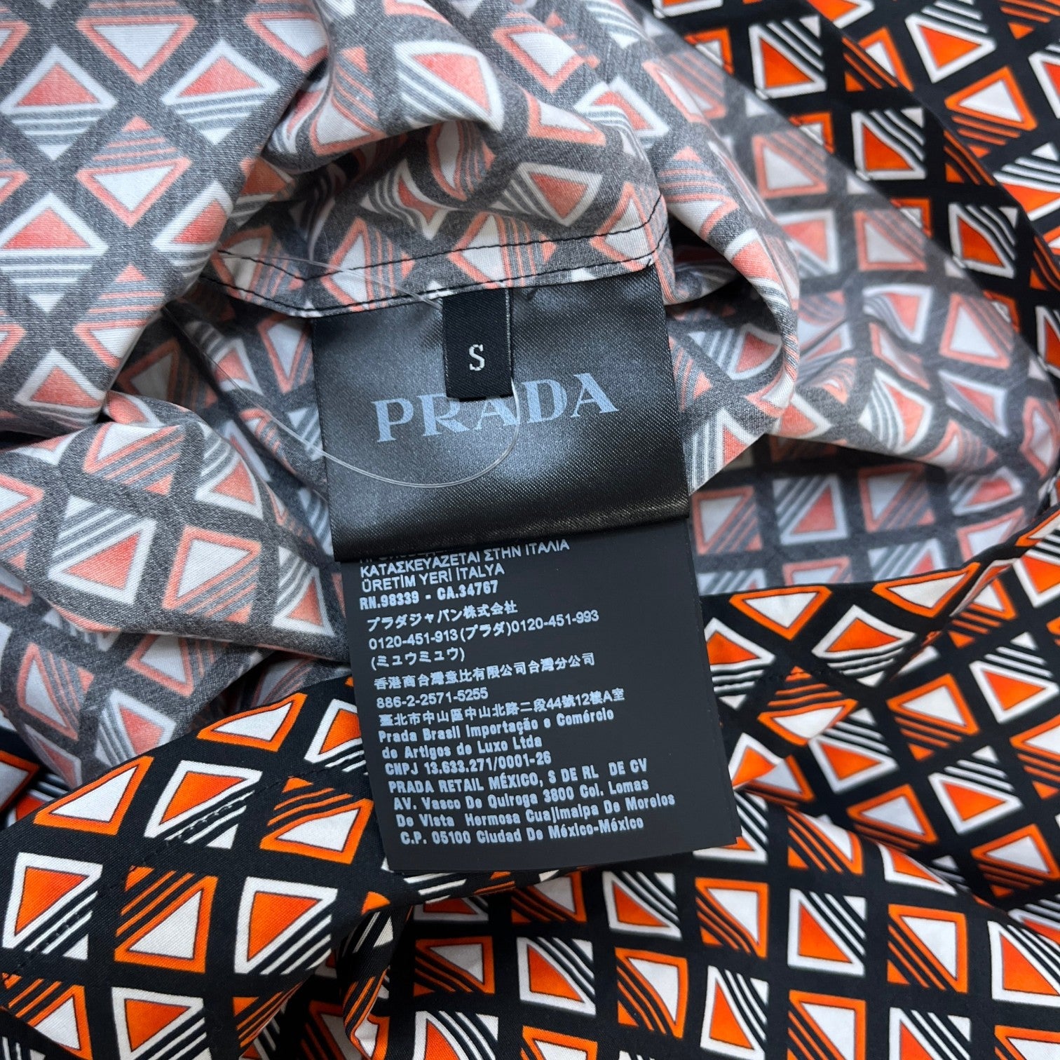 Men's Triangle Logo Short Sleeve Shirt Orange Size S