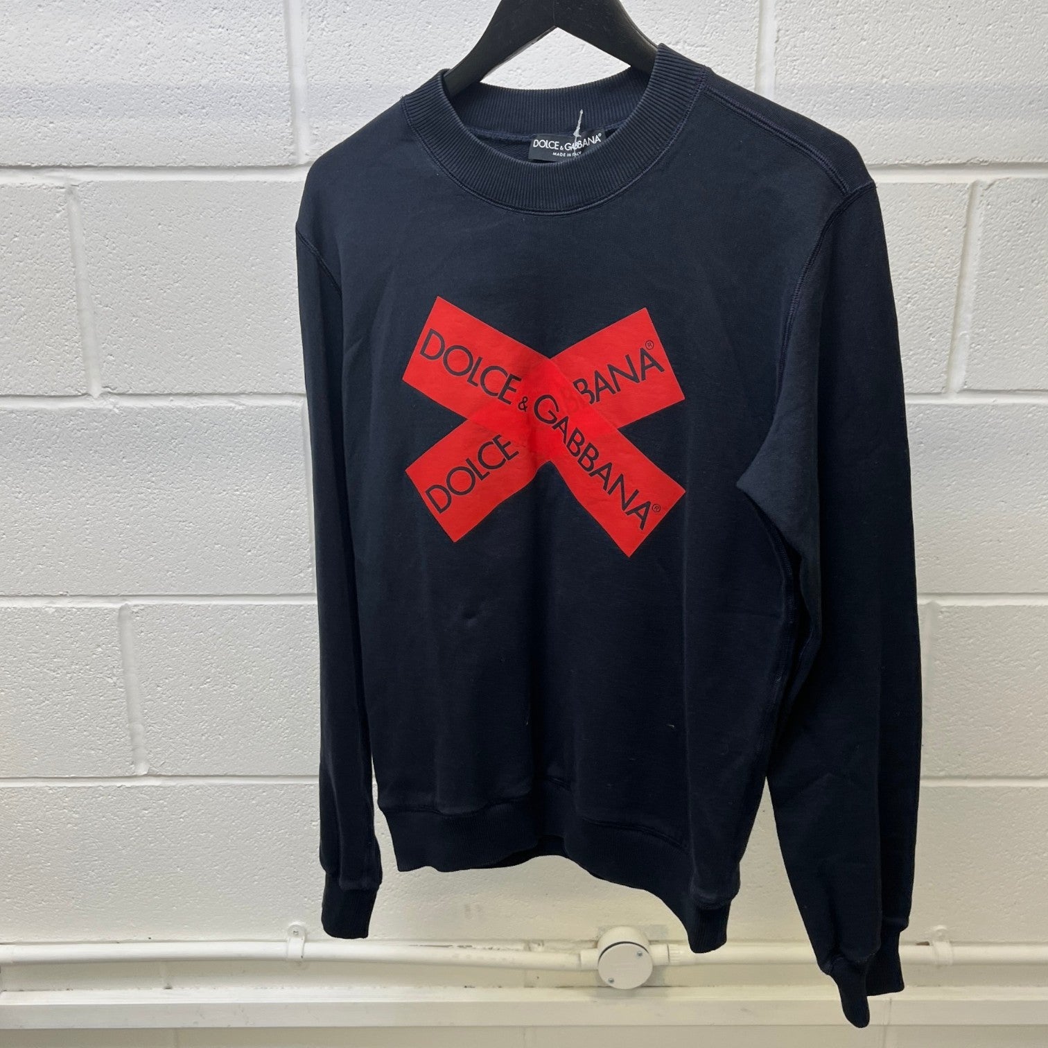 Men's Tape Logo Sweatshirt Navy Size IT 46 / UK S