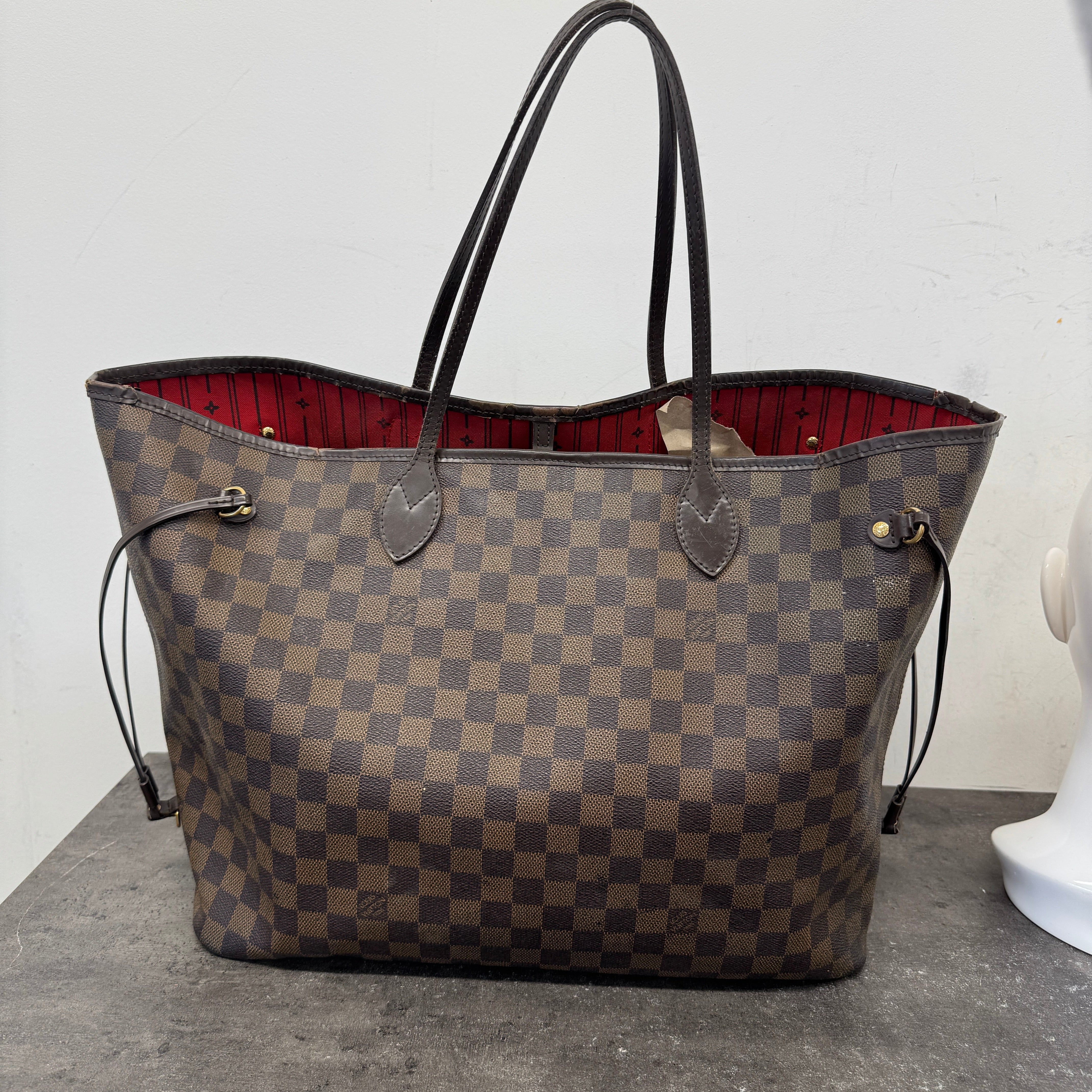 Women's Damier Ebene Neverfull Gm Bag Brown