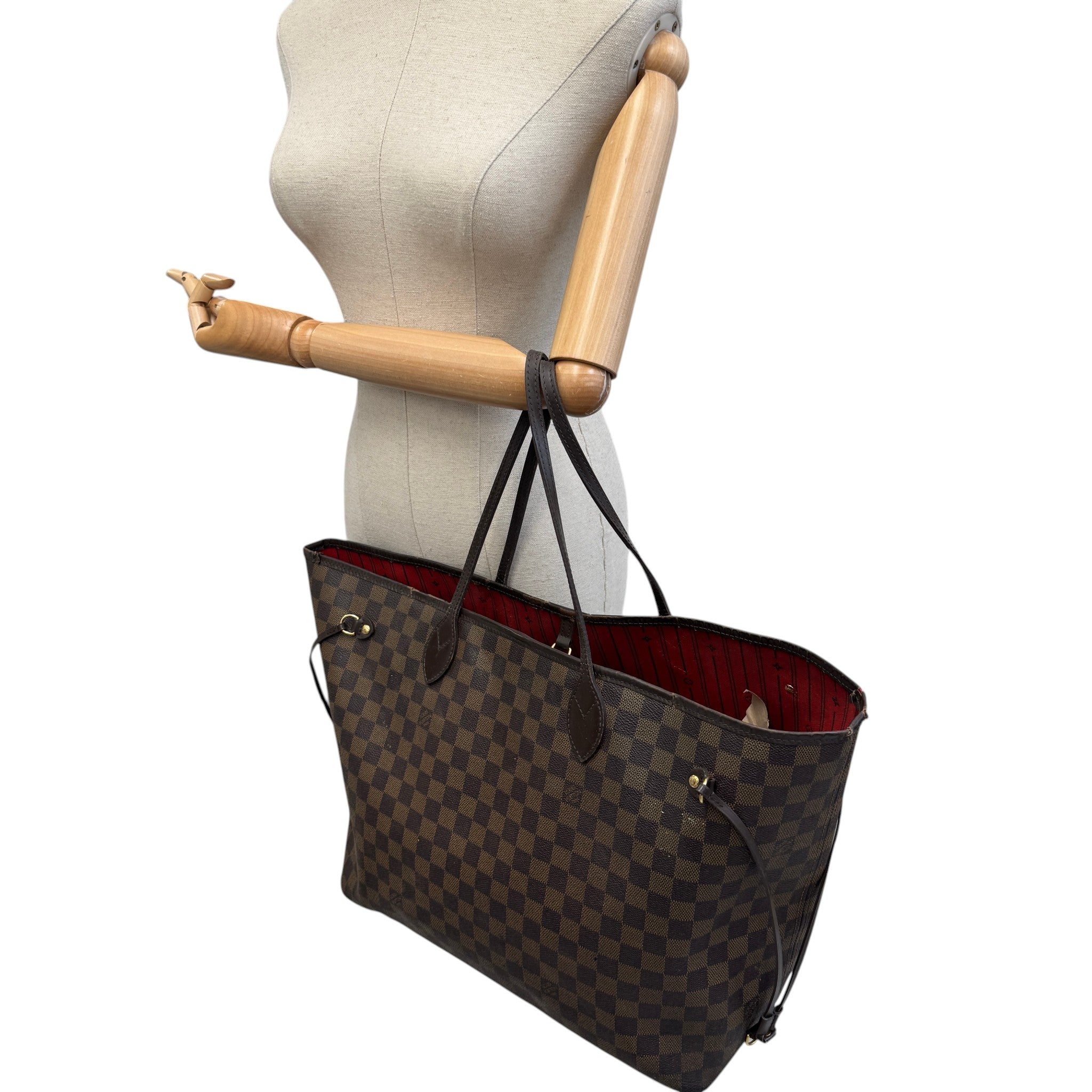 Women's Damier Ebene Neverfull Gm Bag Brown