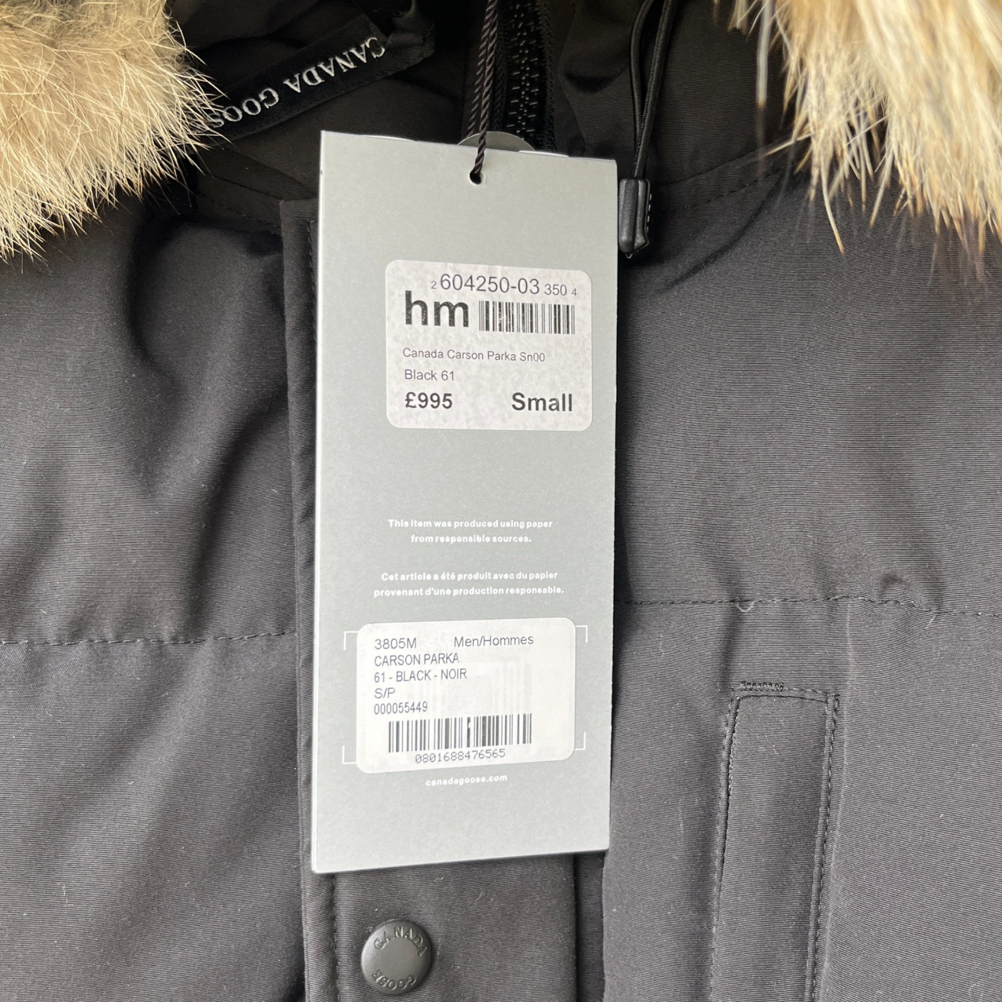 Men's Carson Down Jacket Black Size S