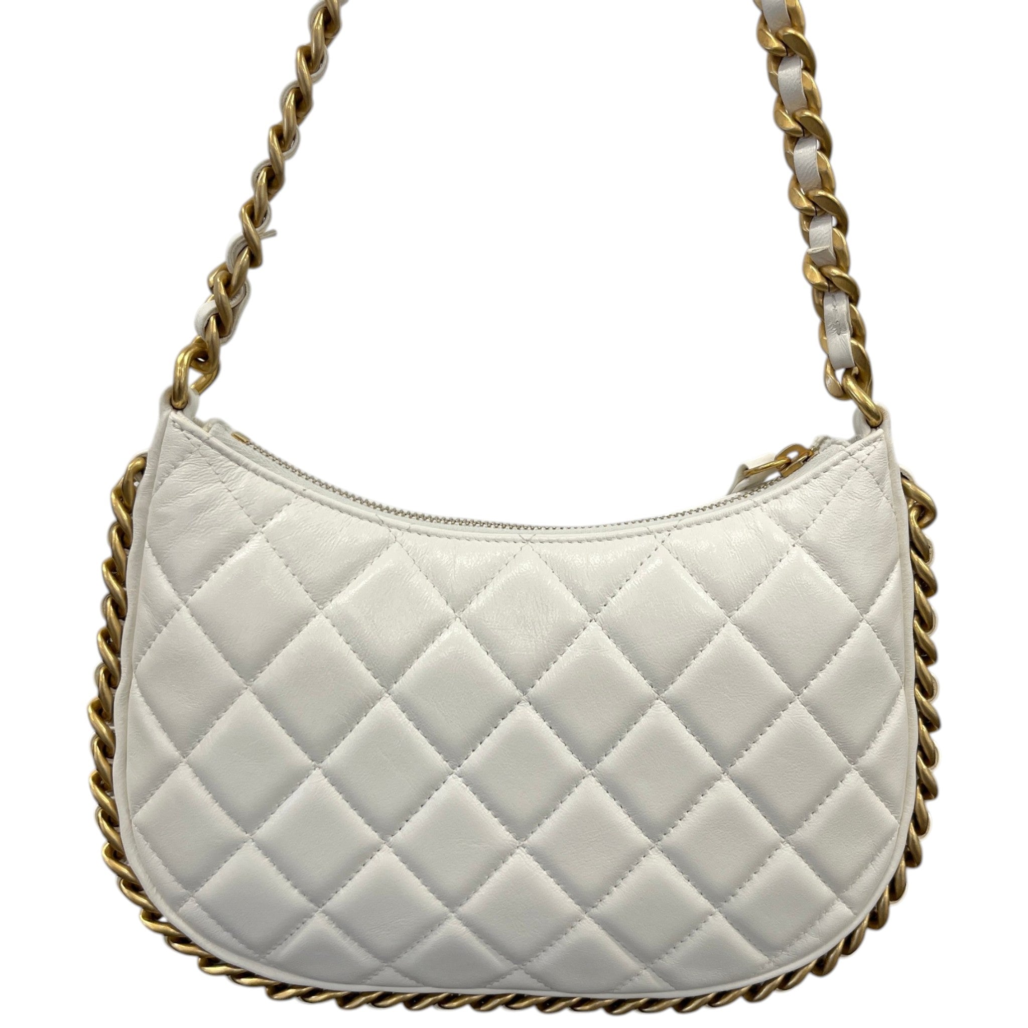 Women's Chain Around Hobo Lambskin Bag White