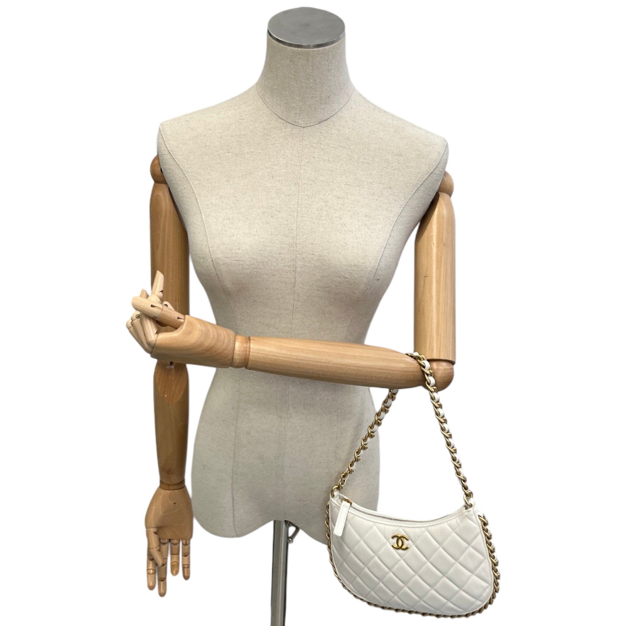Women's Chain Around Hobo Lambskin Bag White