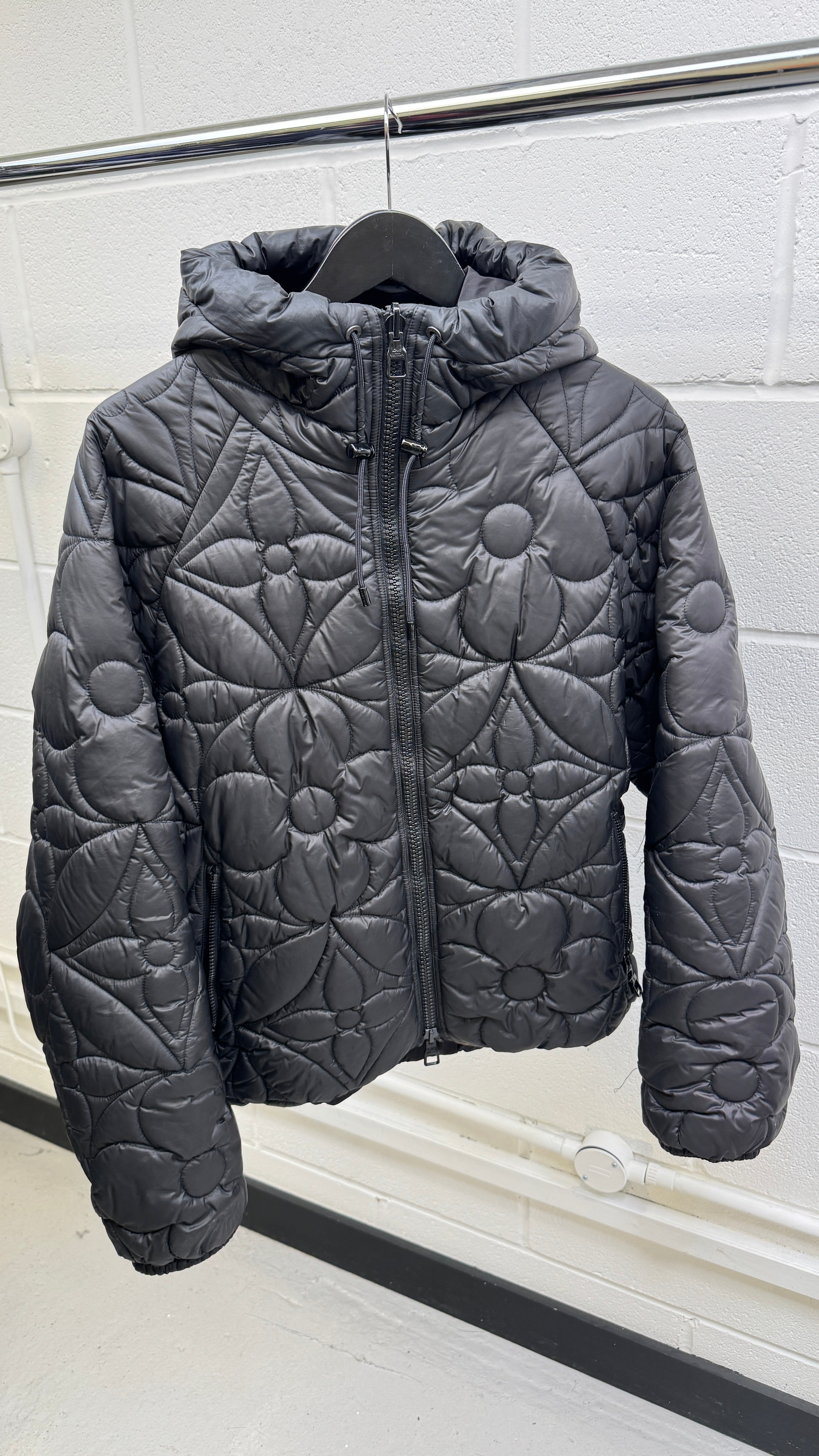 Men's Flower Quilted Monogram Reverable Down Jacket Black Size IT 50 / L