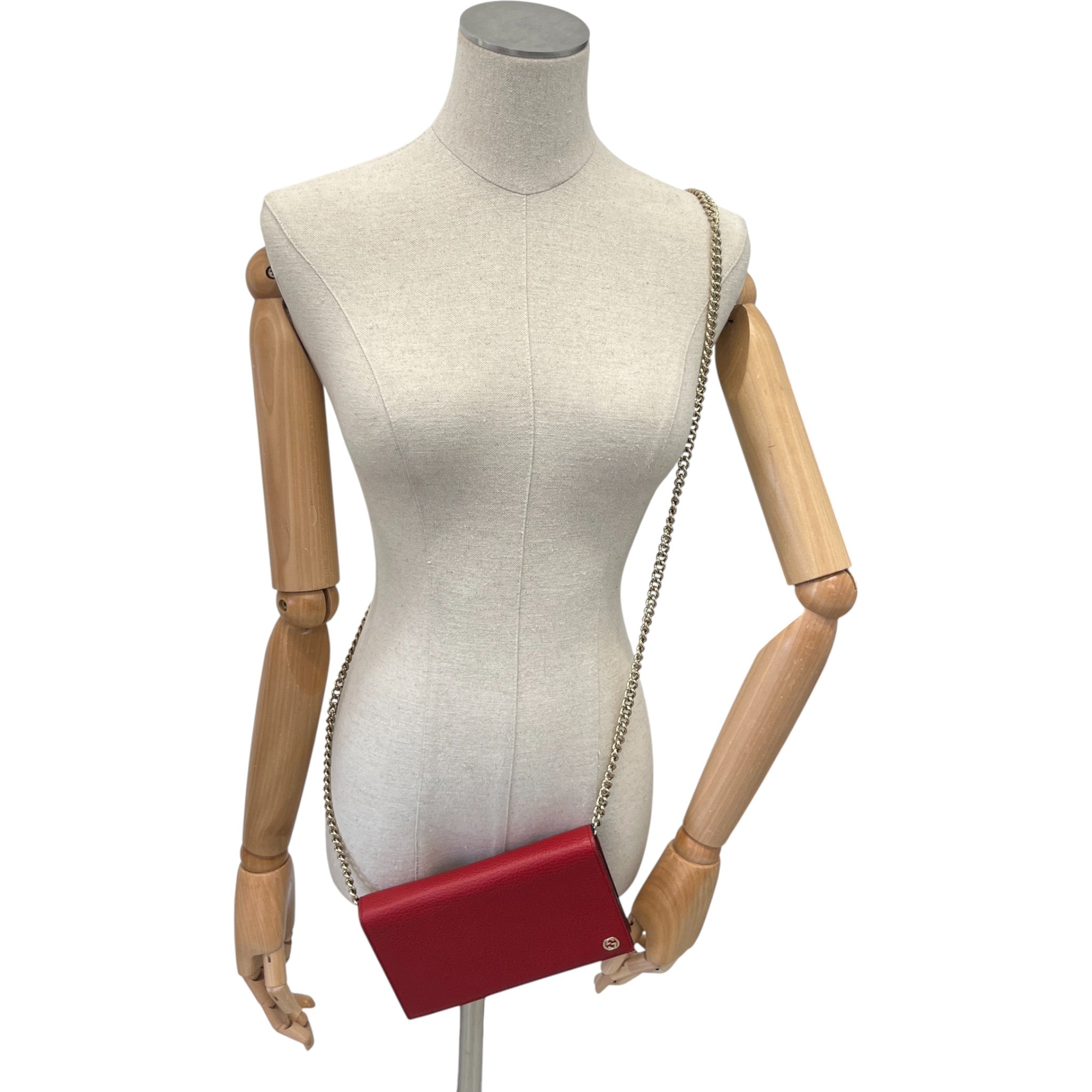 Women's Interlocking G Wallet On Chain Bag Red