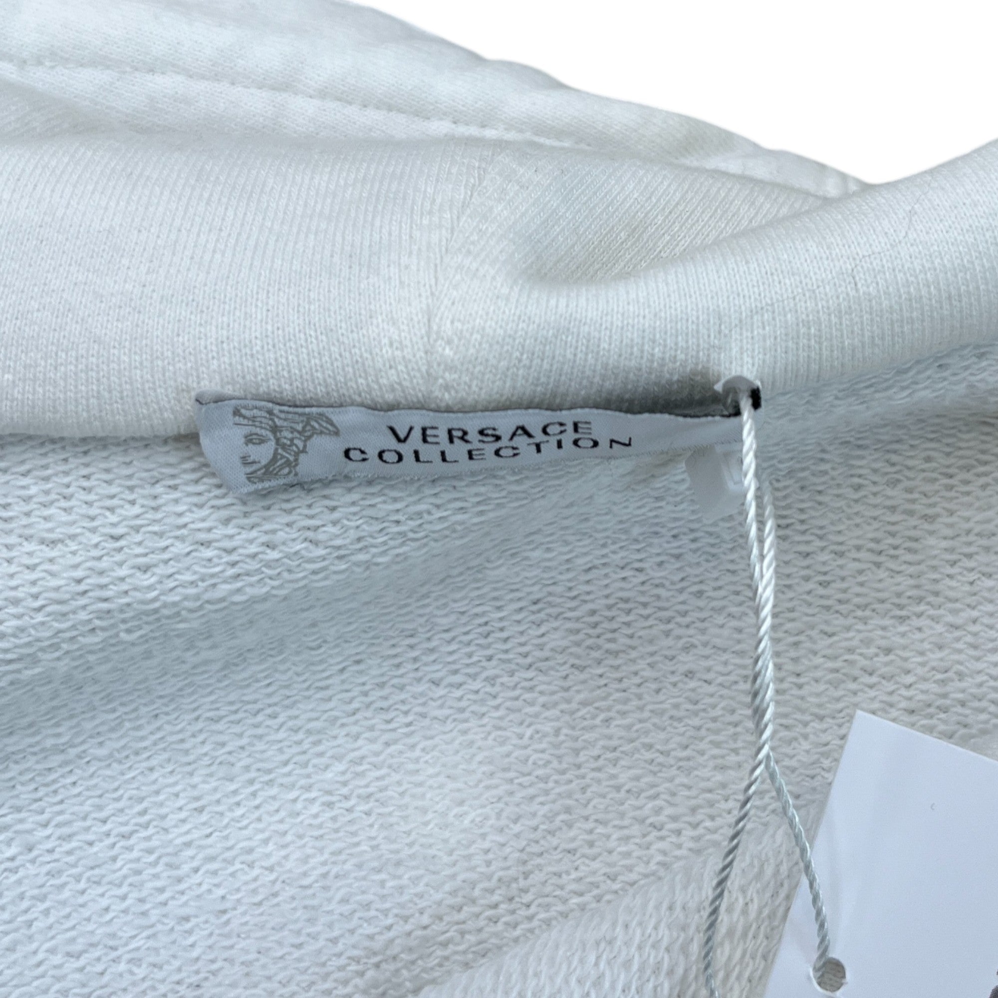 Men's Zip Up Logo Print Hoodie White Size XL