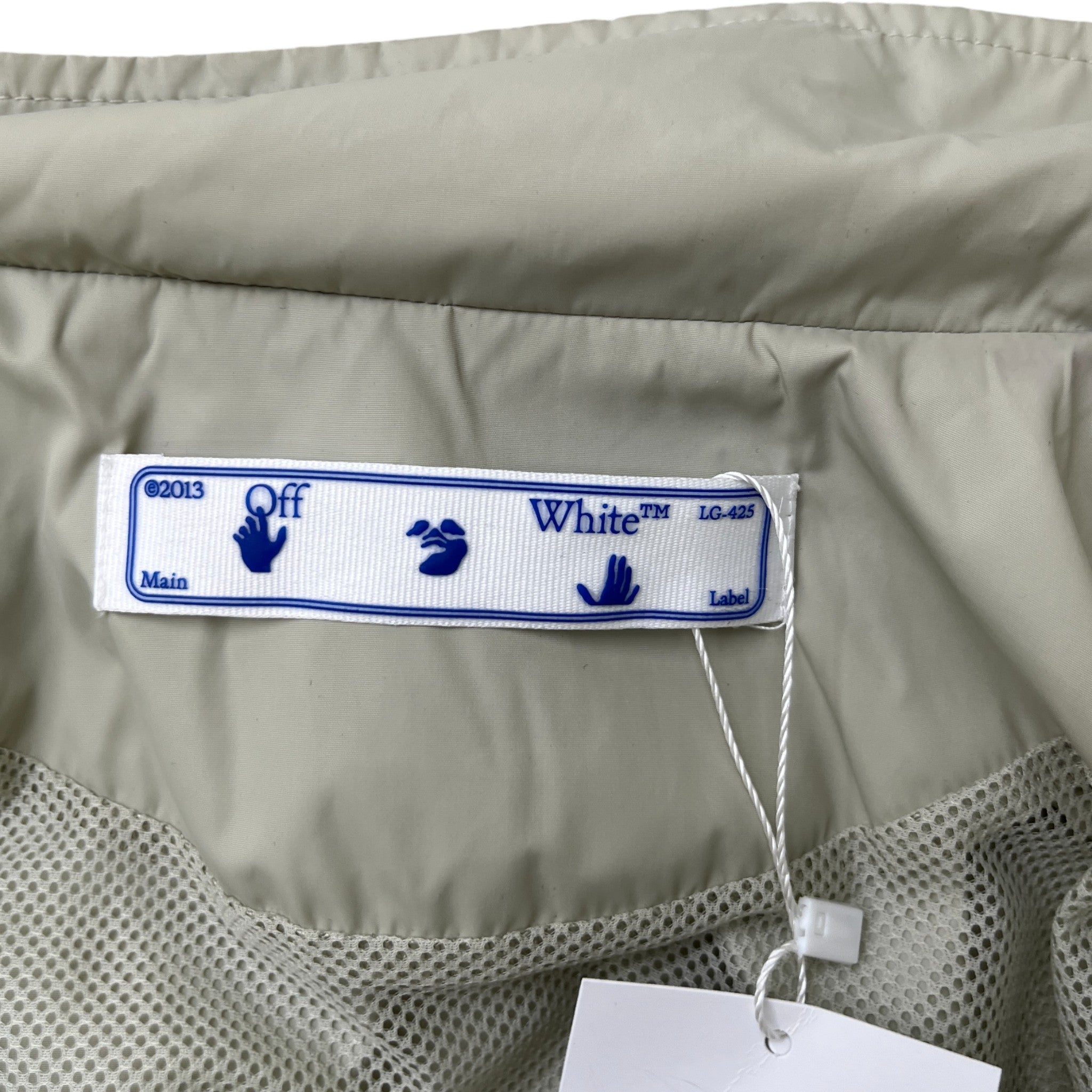 Men's Diagonal Stripe Nylon Windbreaker Beige Size S