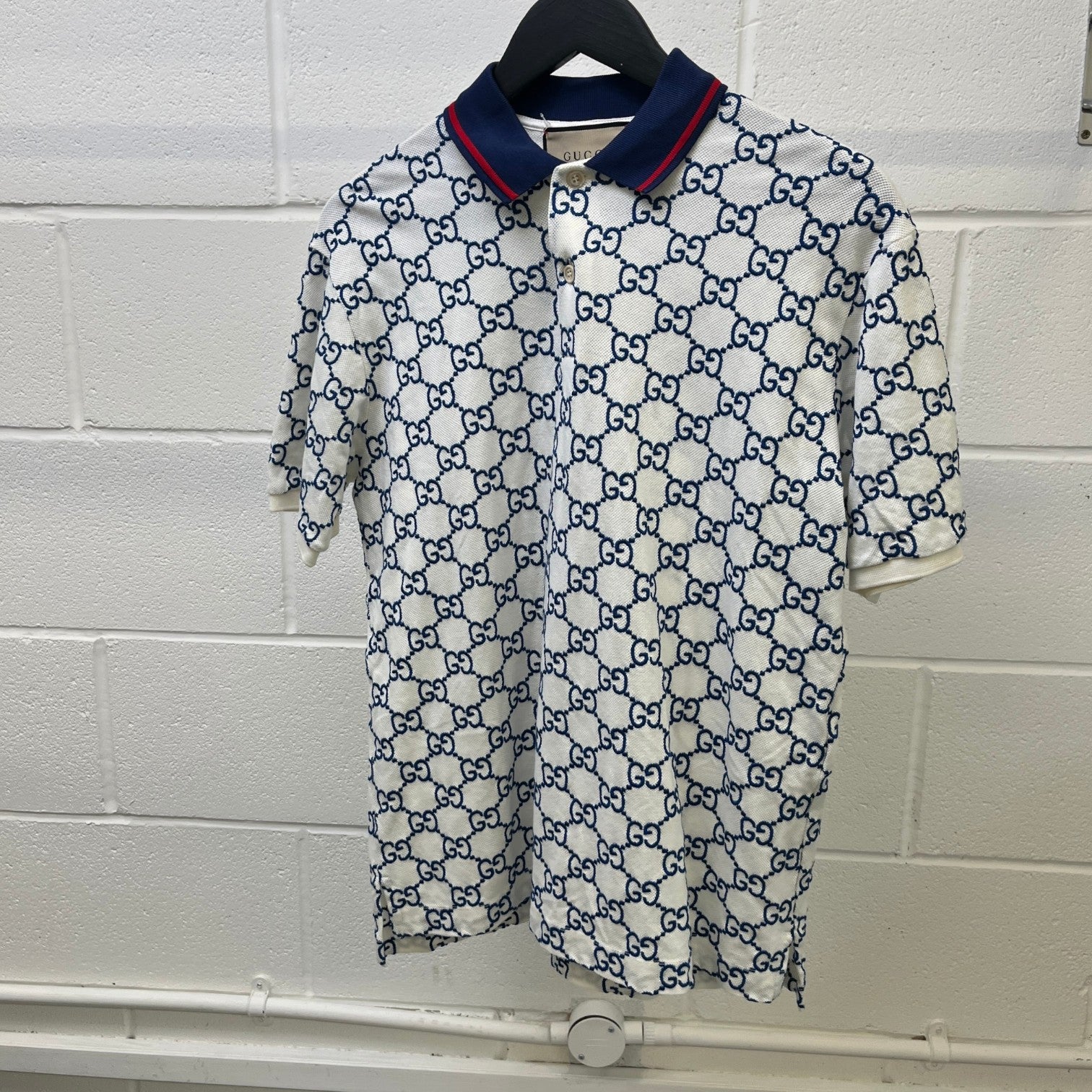 Men's Gg Supreme Web Polo Shirt White Size L