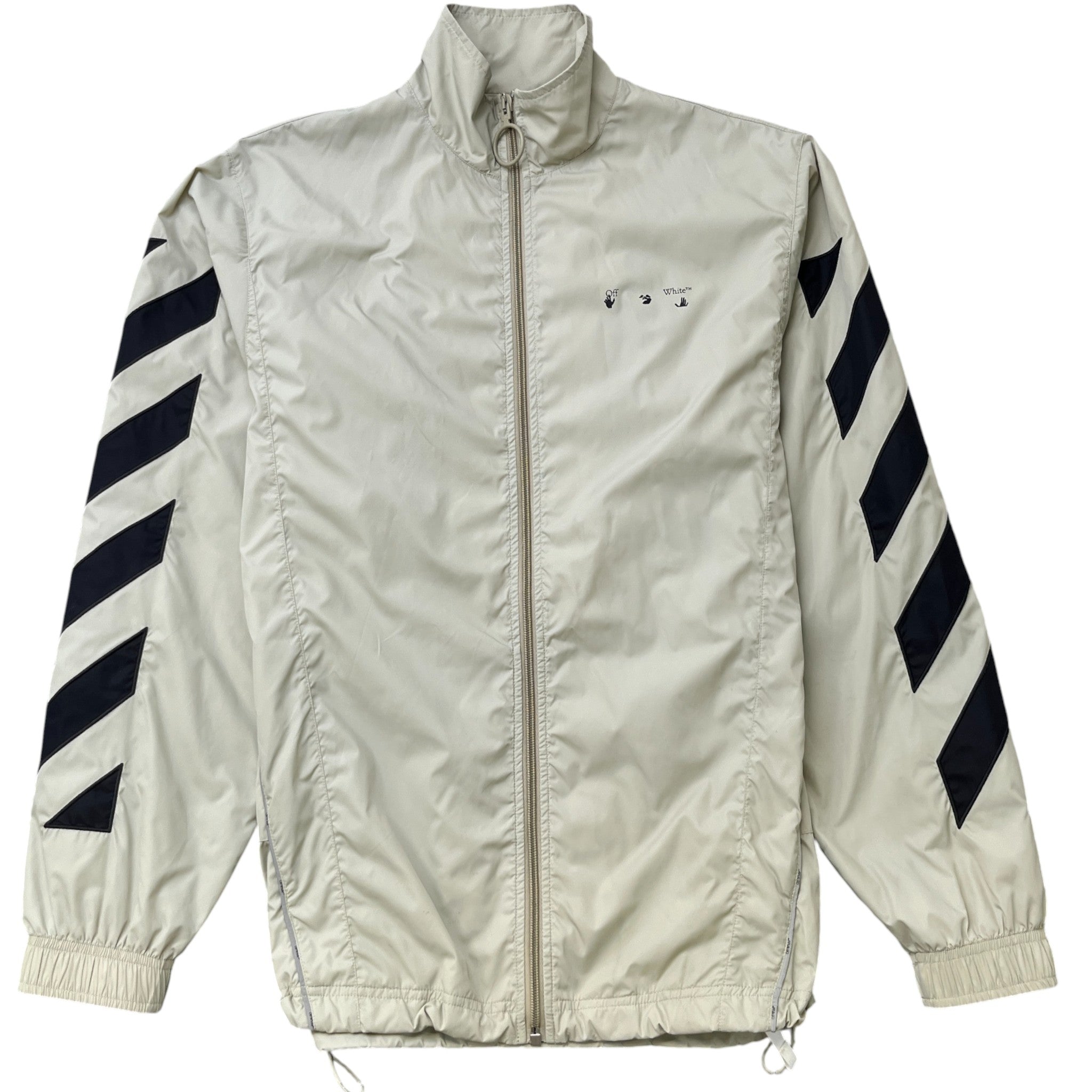 Men's Diagonal Stripe Nylon Windbreaker Beige Size S