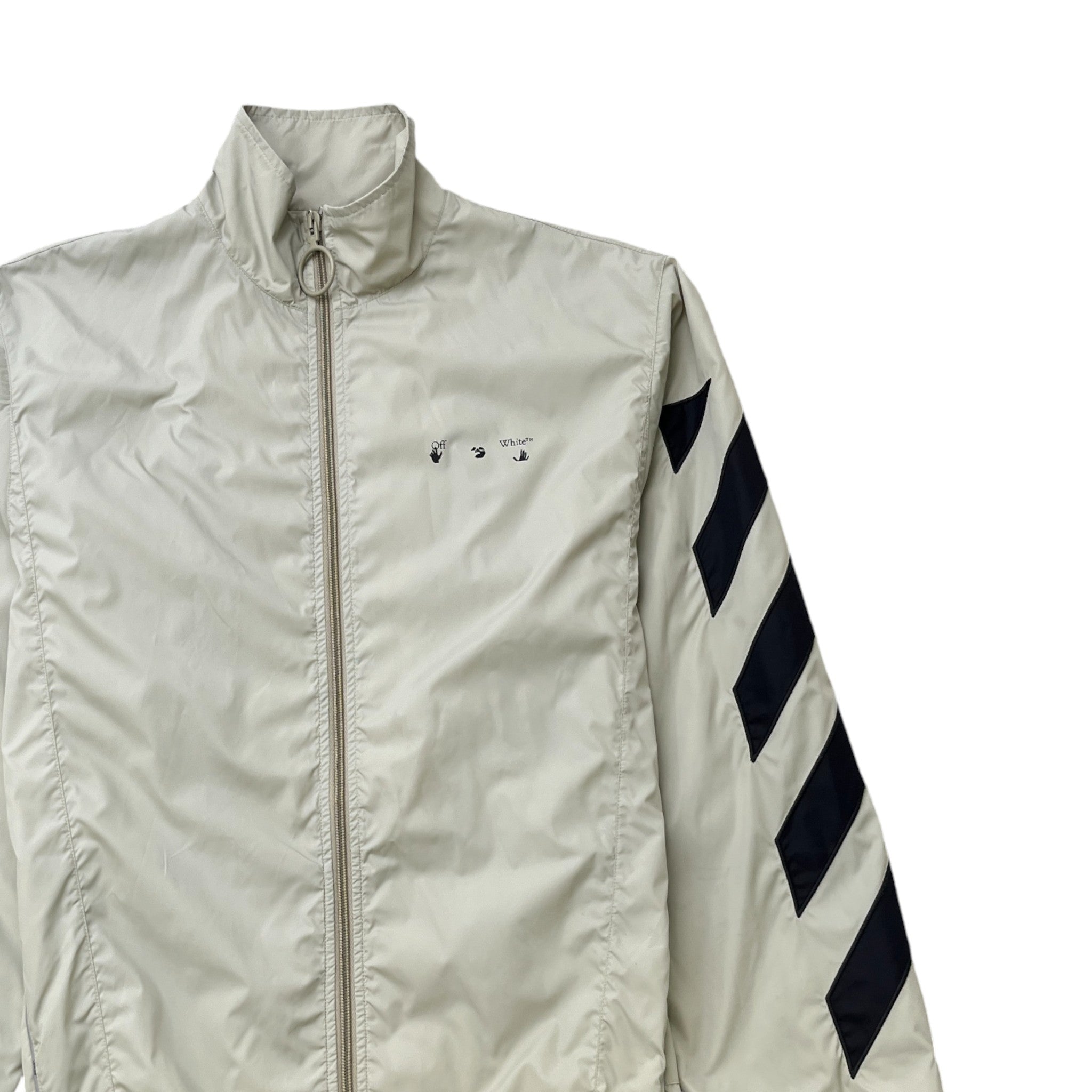 Men's Diagonal Stripe Nylon Windbreaker Beige Size S