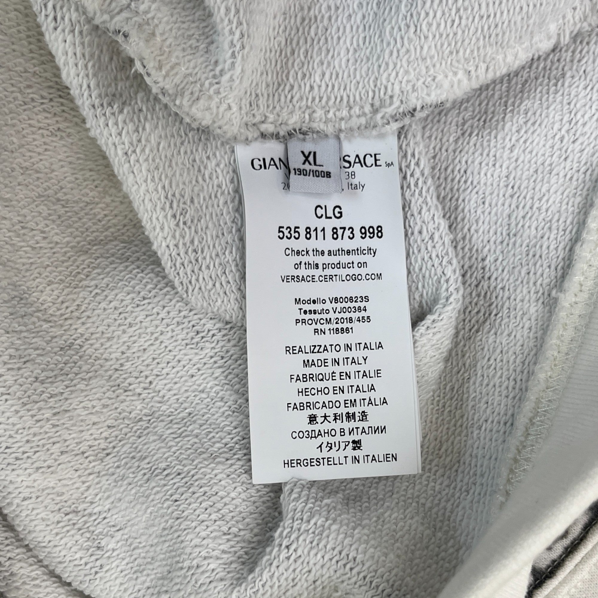 Men's Zip Up Logo Print Hoodie White Size XL