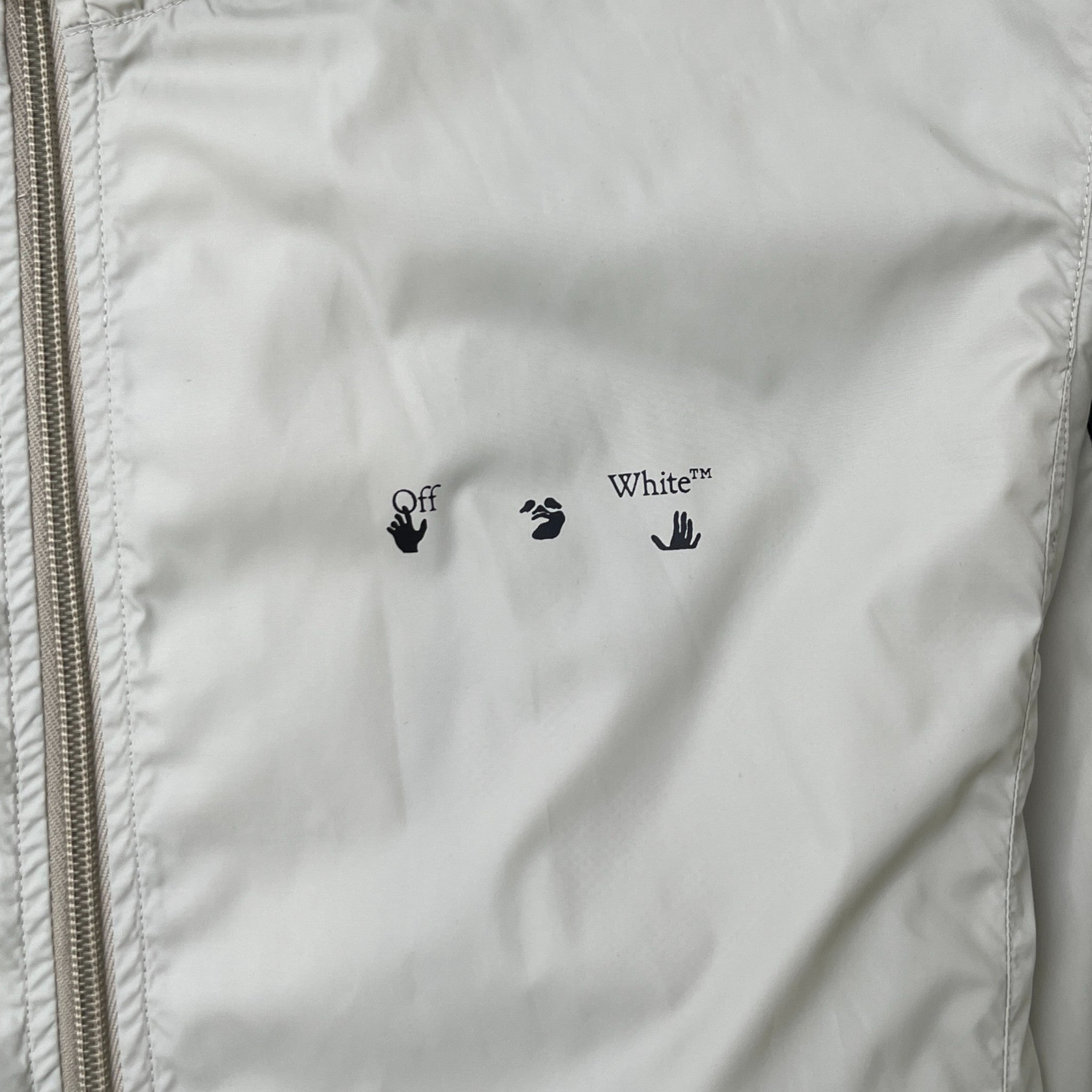 Men's Diagonal Stripe Nylon Windbreaker Beige Size S