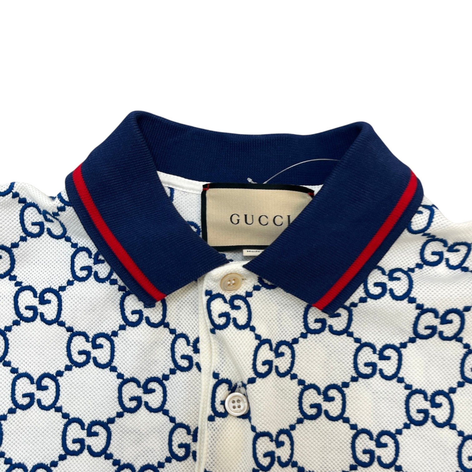 Men's Gg Supreme Web Polo Shirt White Size L