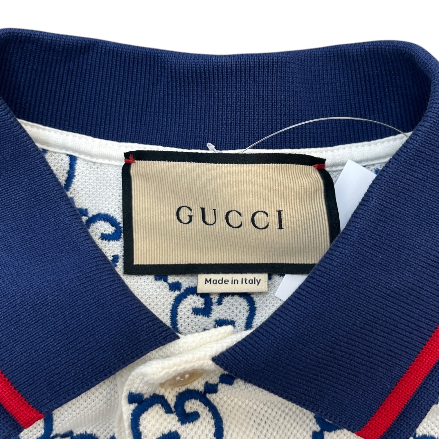 Men's Gg Supreme Web Polo Shirt White Size L