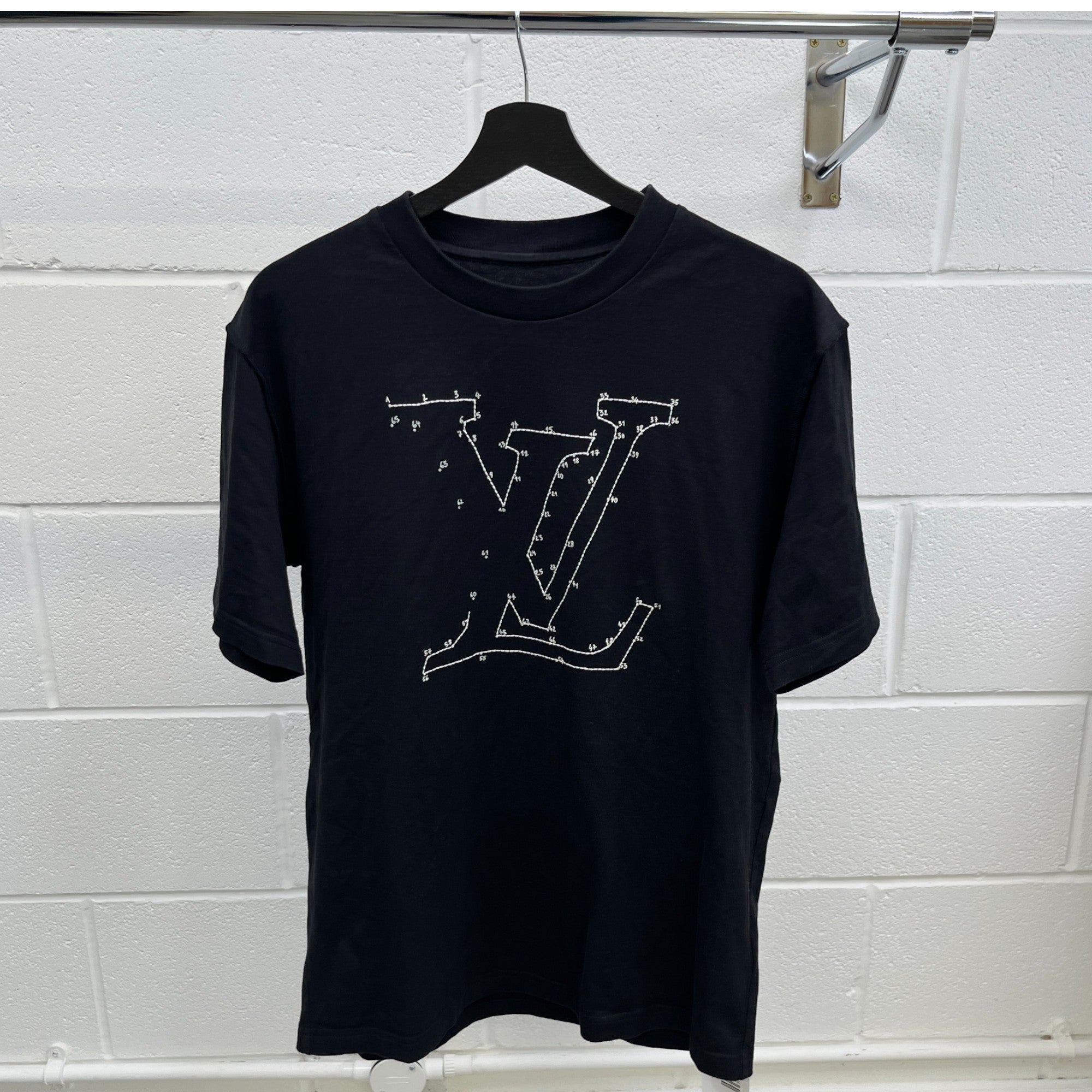 Men's Lv Stitch T-Shirt Black Size L