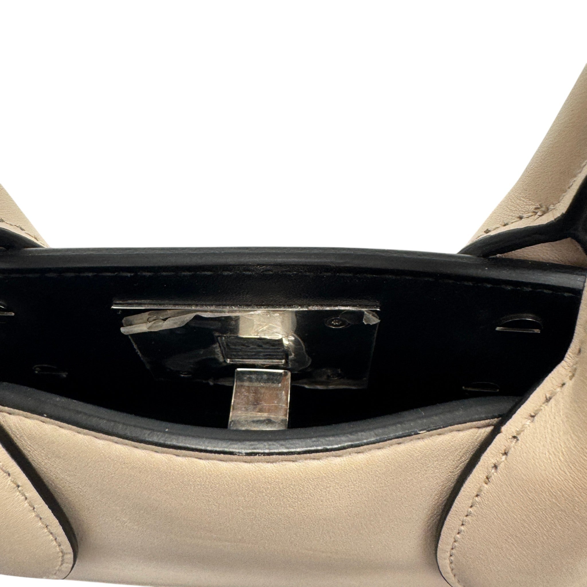 Women's Laser Cut Leather Studio Handbag Cream