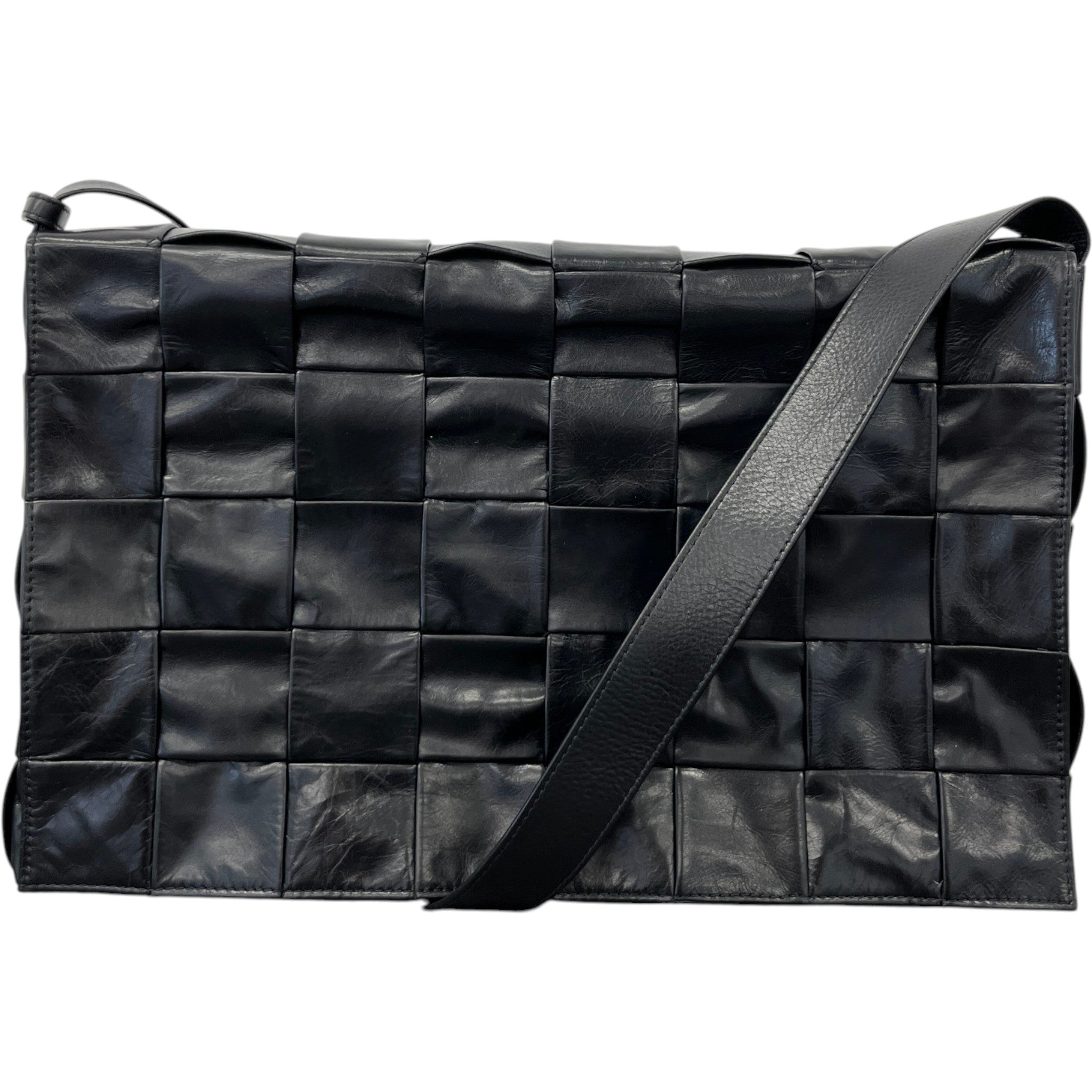 Men's Paper Cassette Intrecciato Maxi Bag Black