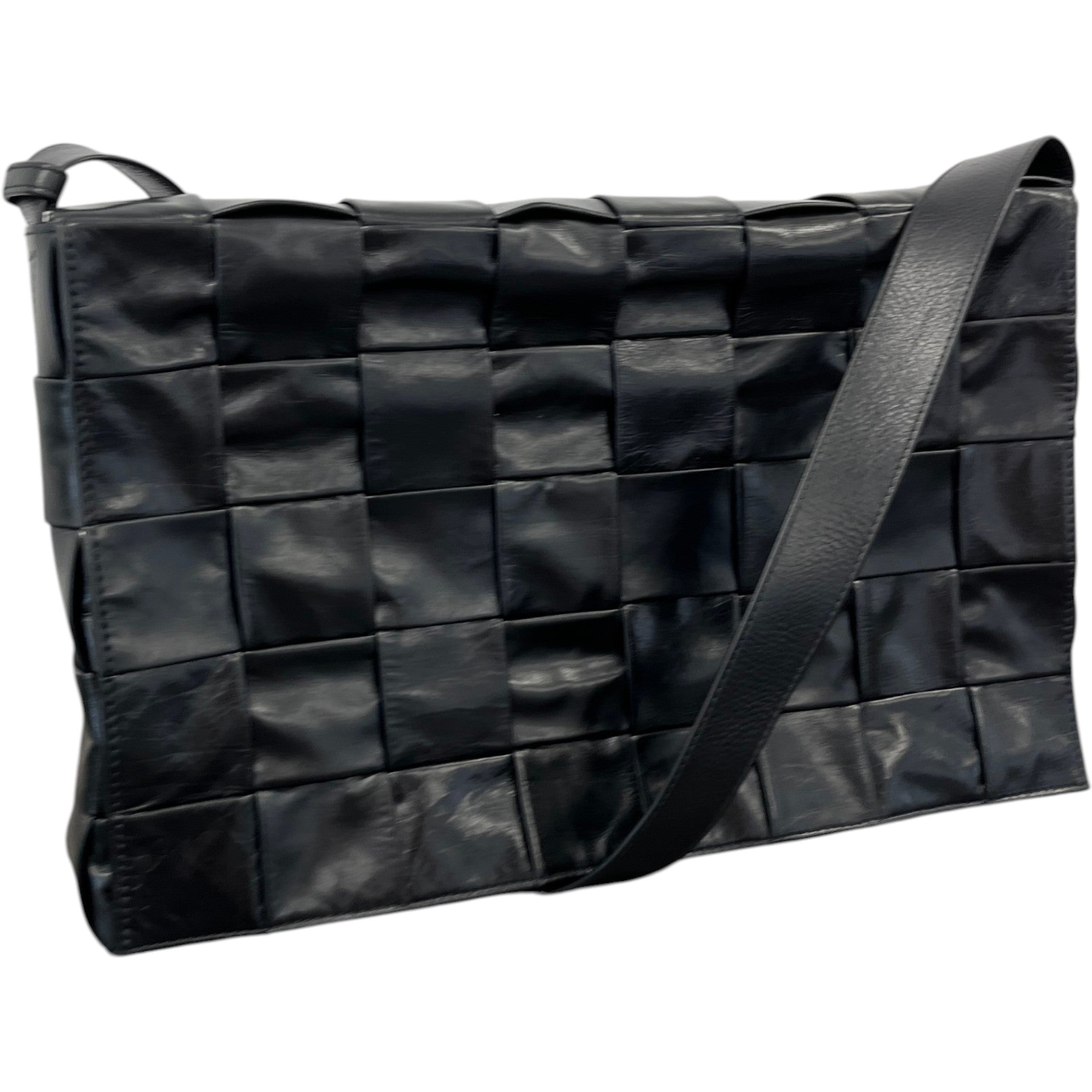 Men's Paper Cassette Intrecciato Maxi Bag Black