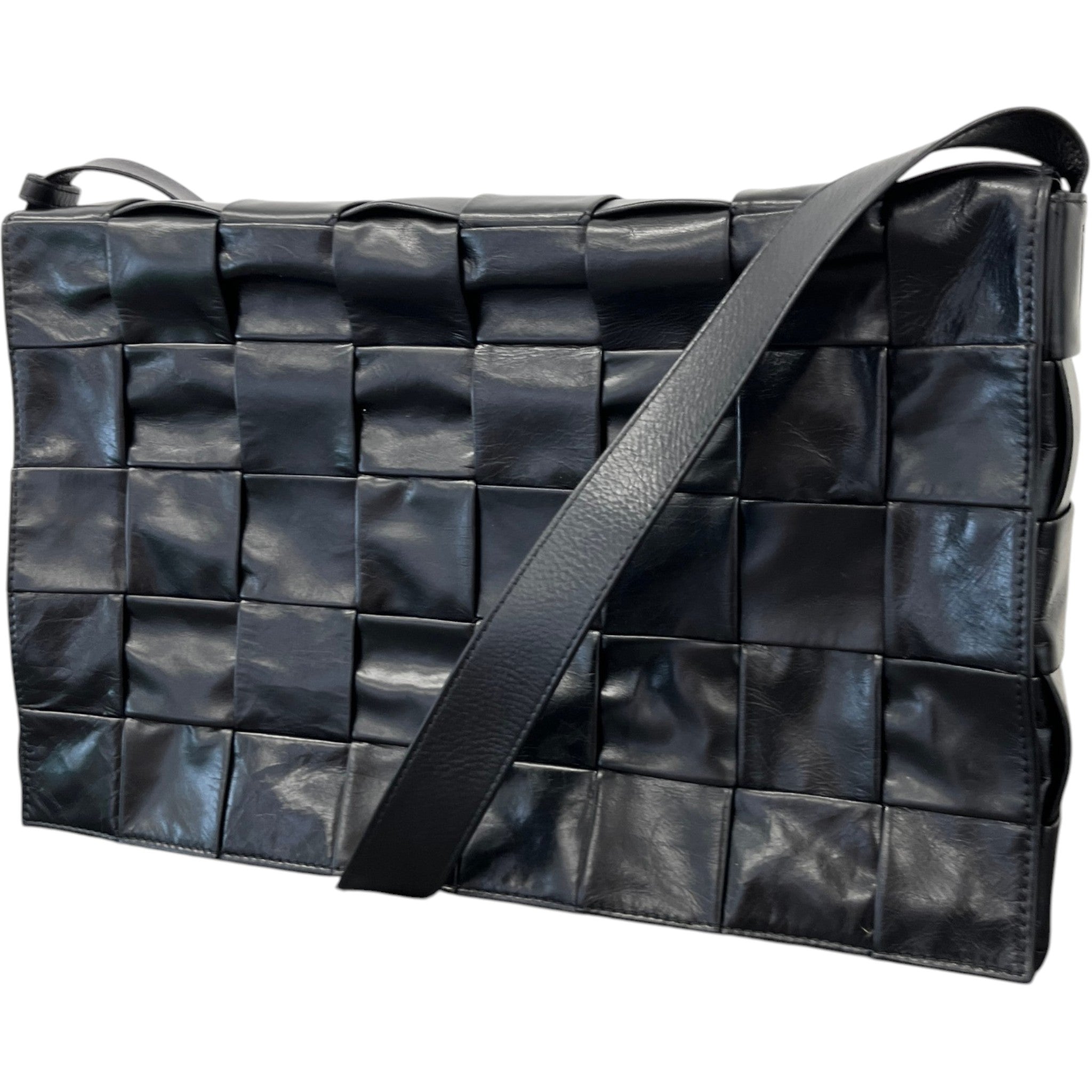 Men's Paper Cassette Intrecciato Maxi Bag Black