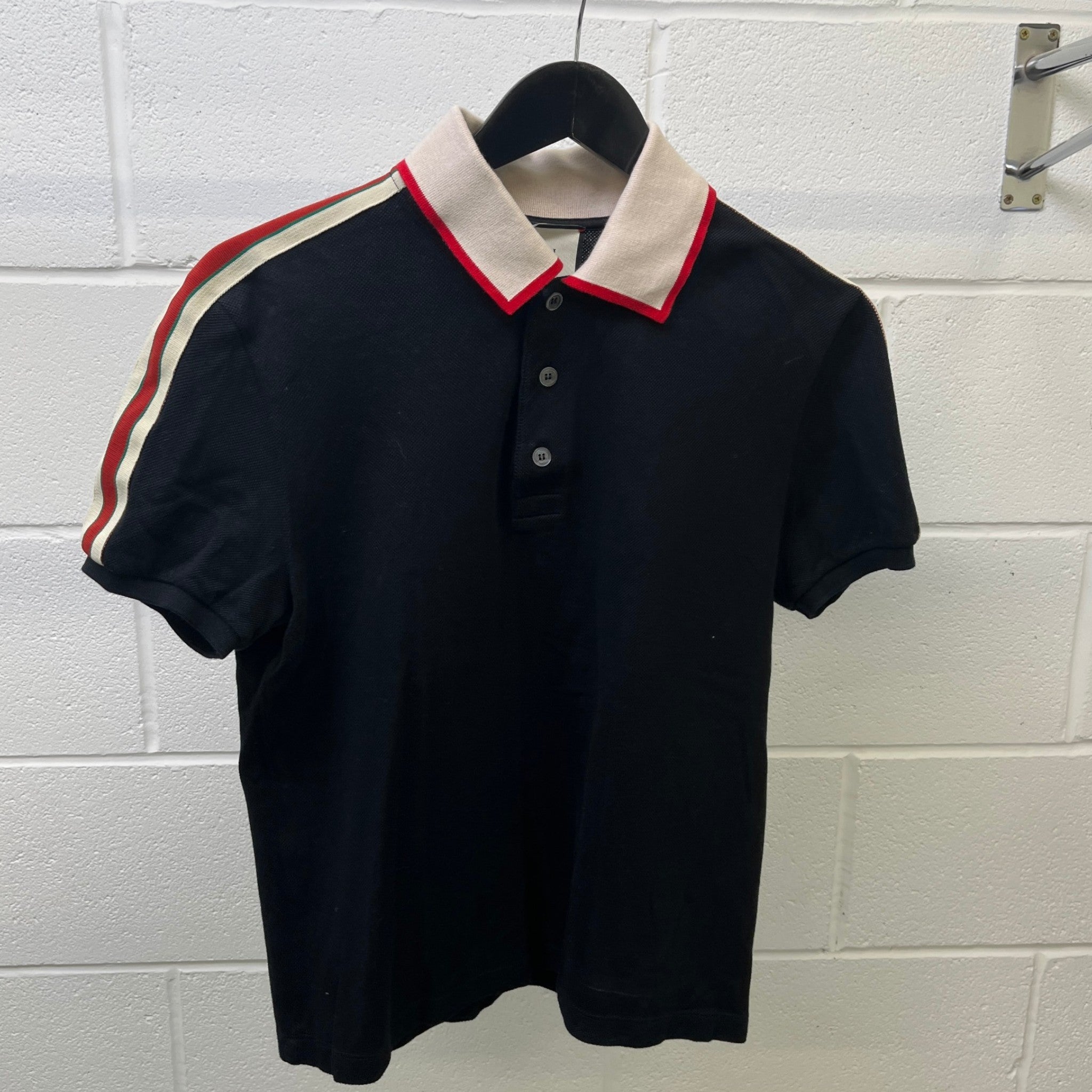 Men's Tape Logo Polo Shirt Black Size S