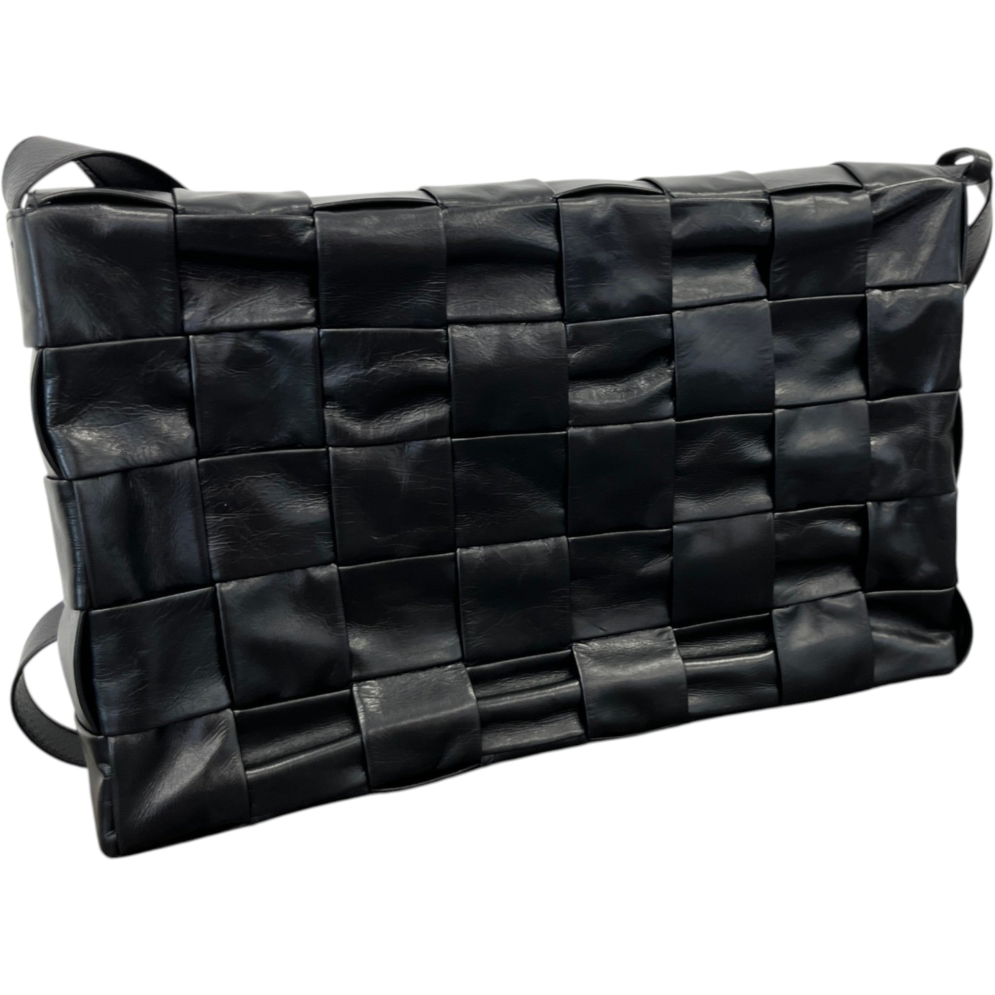 Men's Paper Cassette Intrecciato Maxi Bag Black