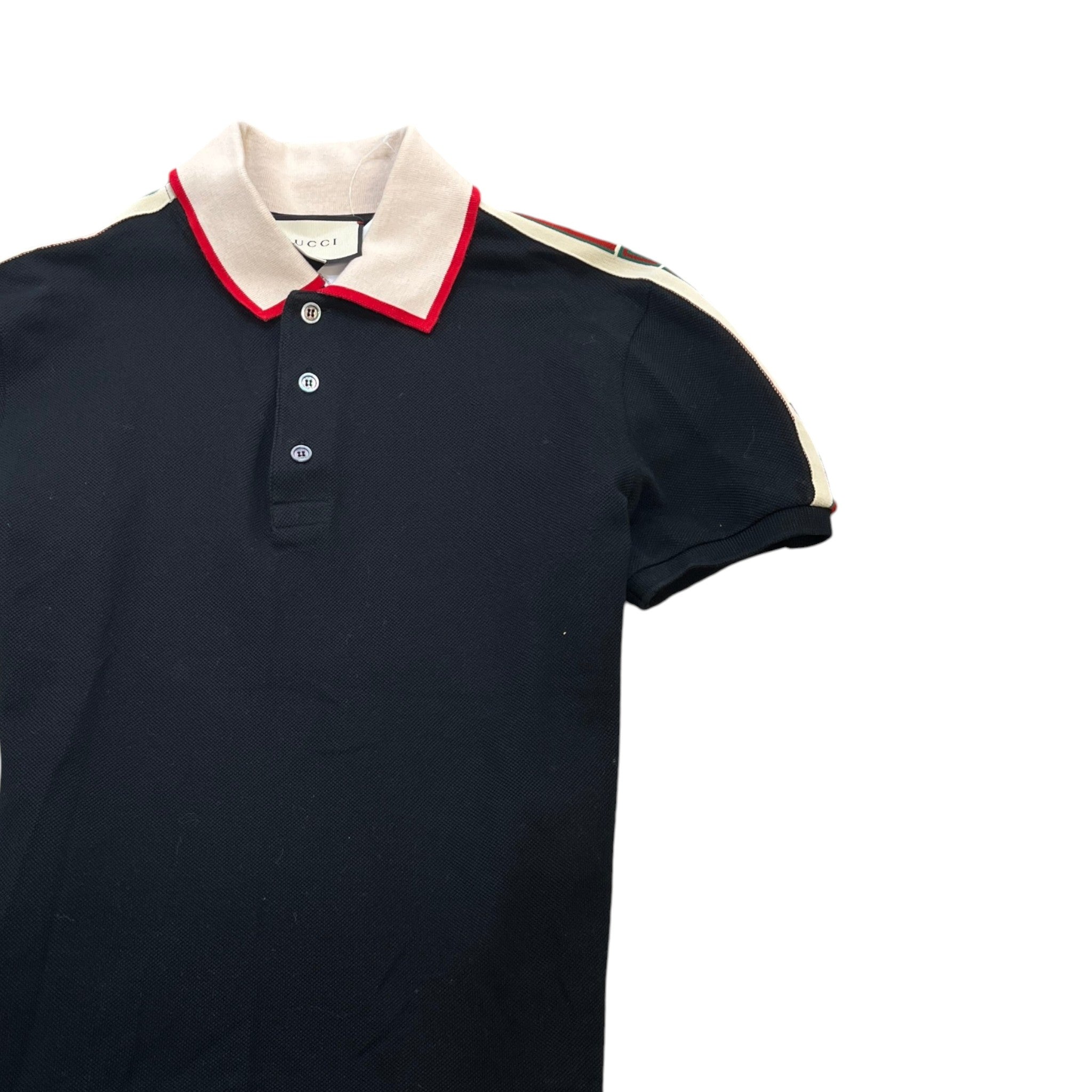 Men's Tape Logo Polo Shirt Black Size S