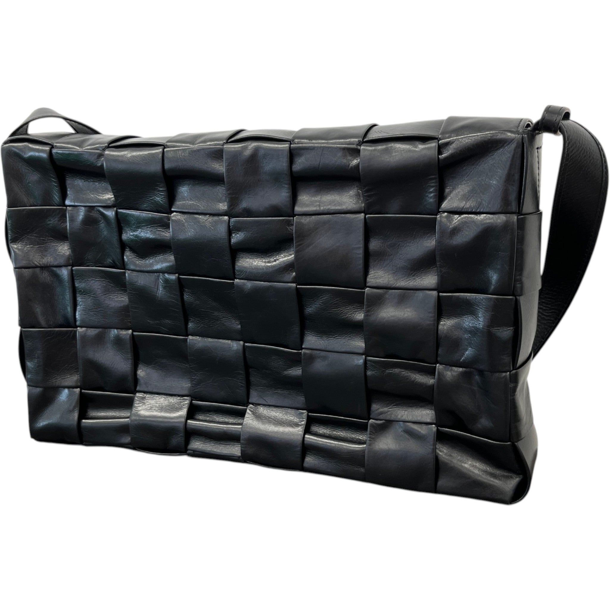 Men's Paper Cassette Intrecciato Maxi Bag Black
