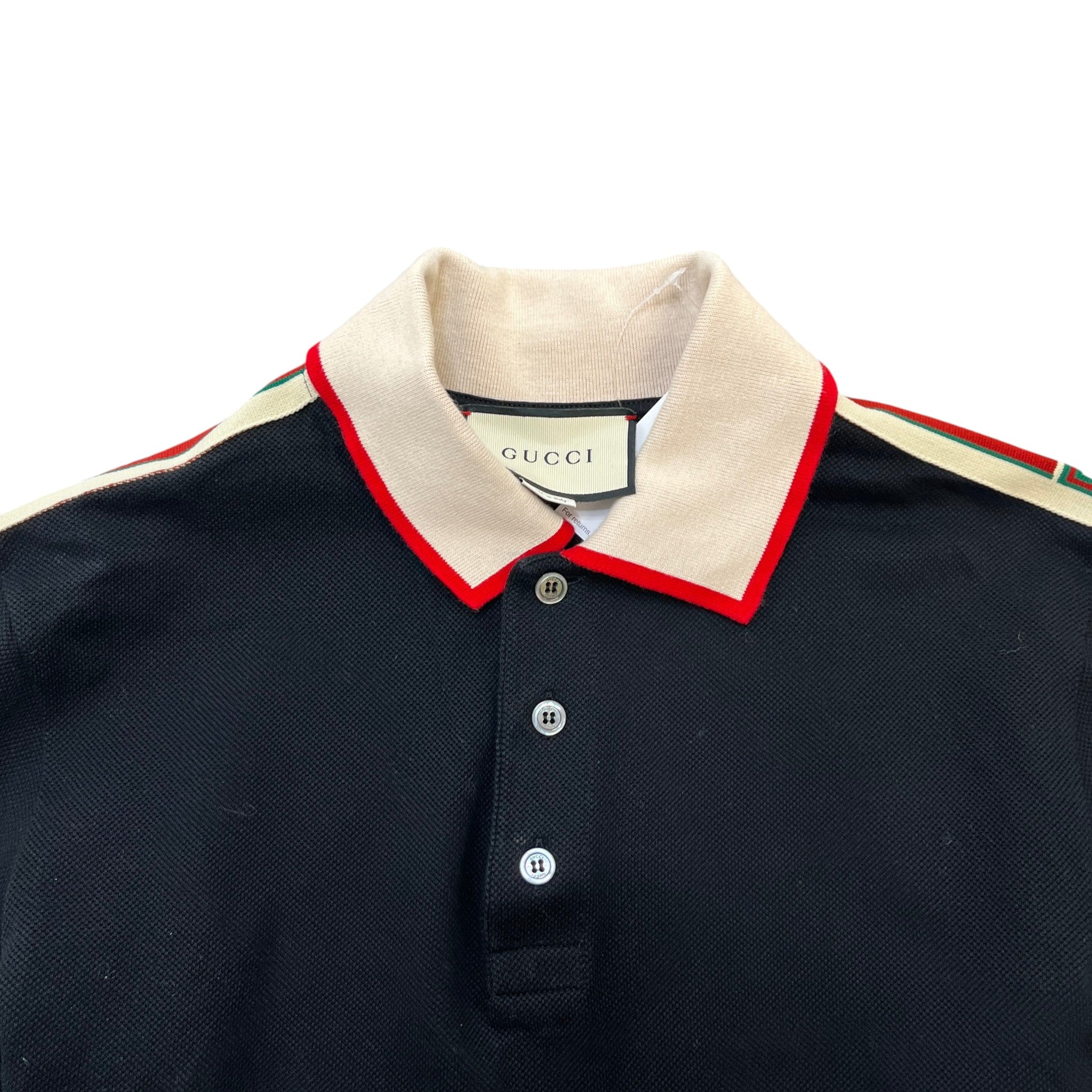 Men's Tape Logo Polo Shirt Black Size S
