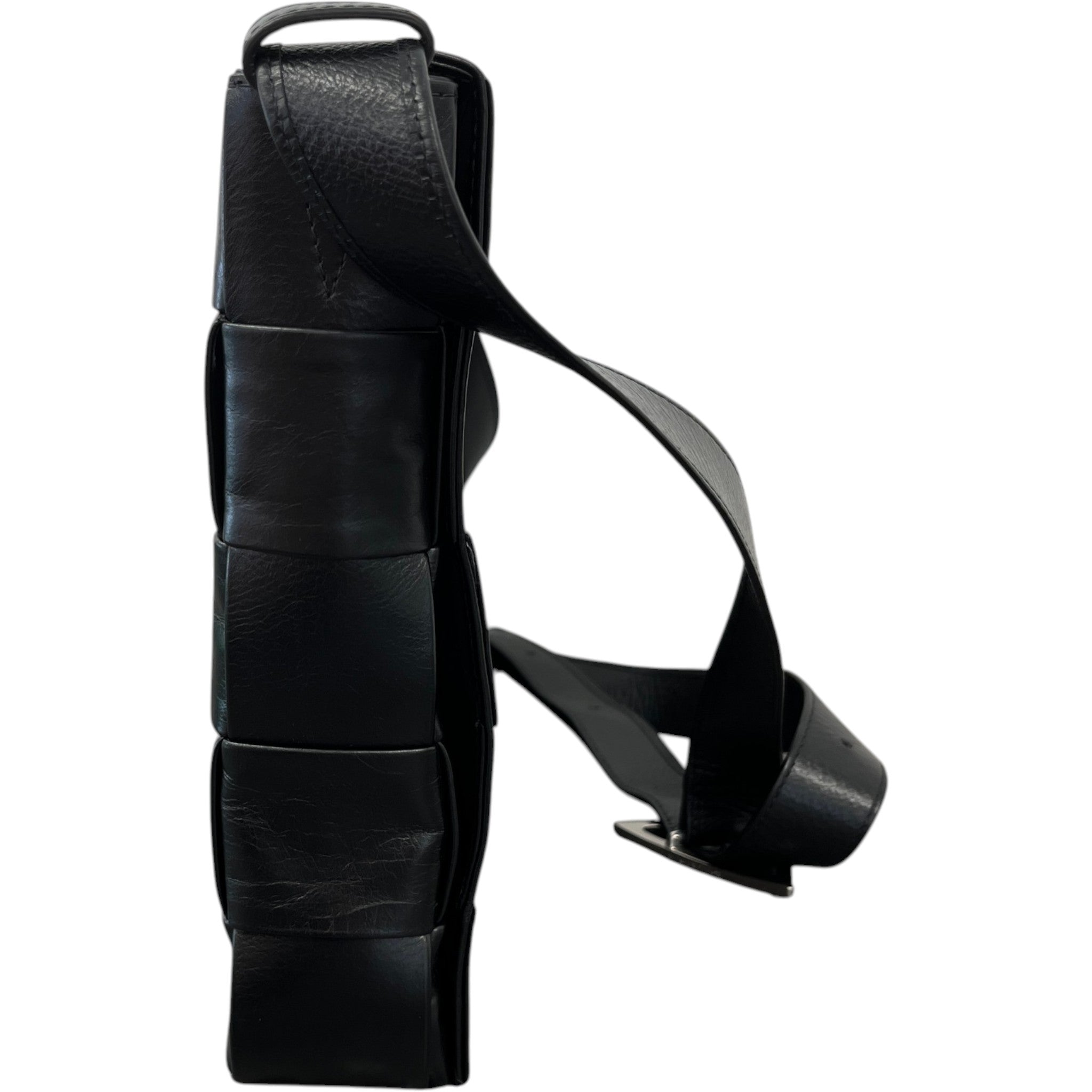 Men's Paper Cassette Intrecciato Maxi Bag Black