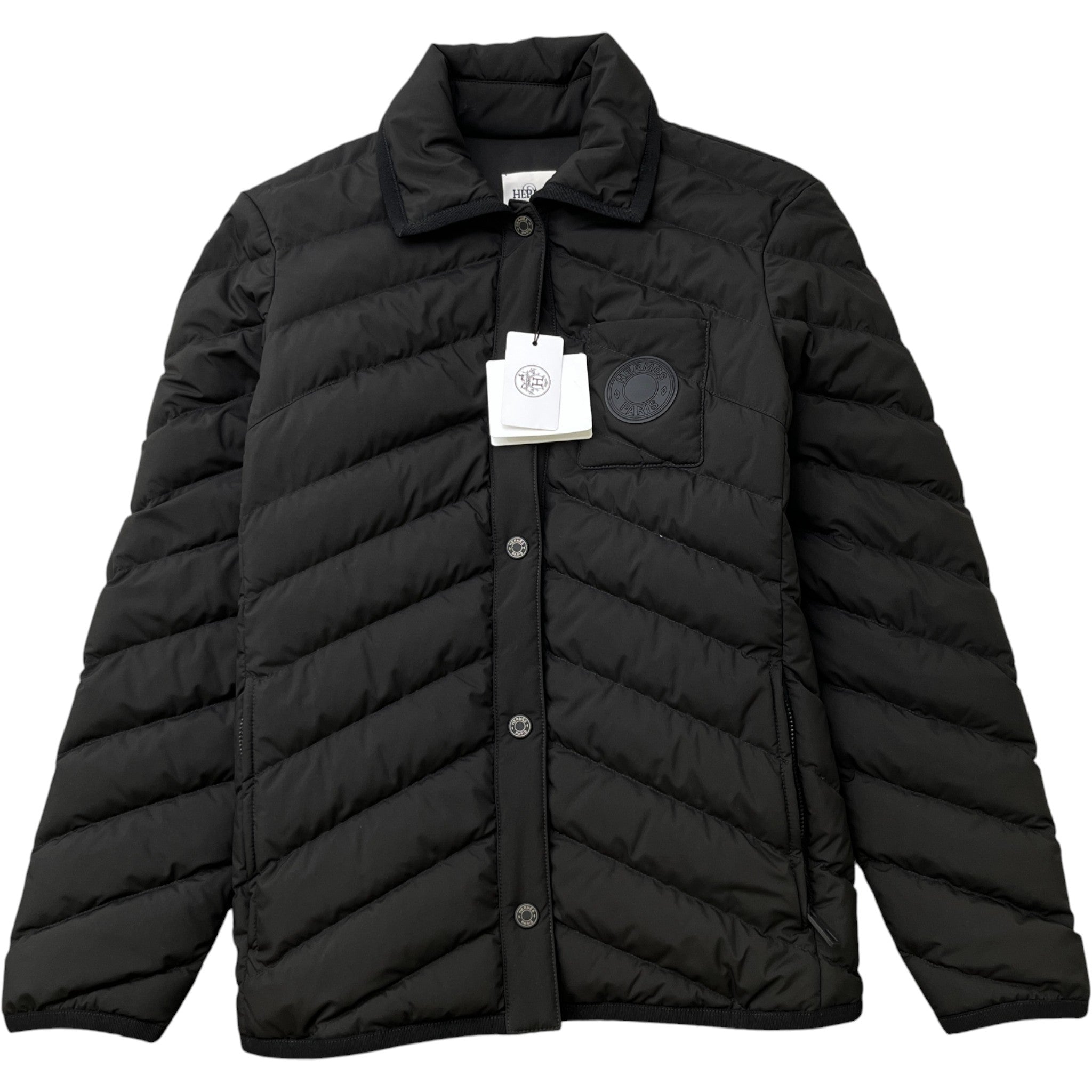 Women's Quilted Plaque Logo Jacket Black Size IT 38 / UK 6