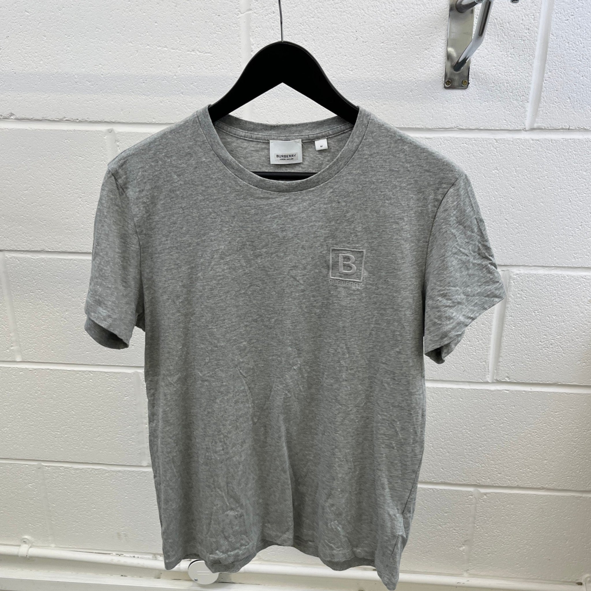Men's Embroidered Logo T-Shirt Grey Size M