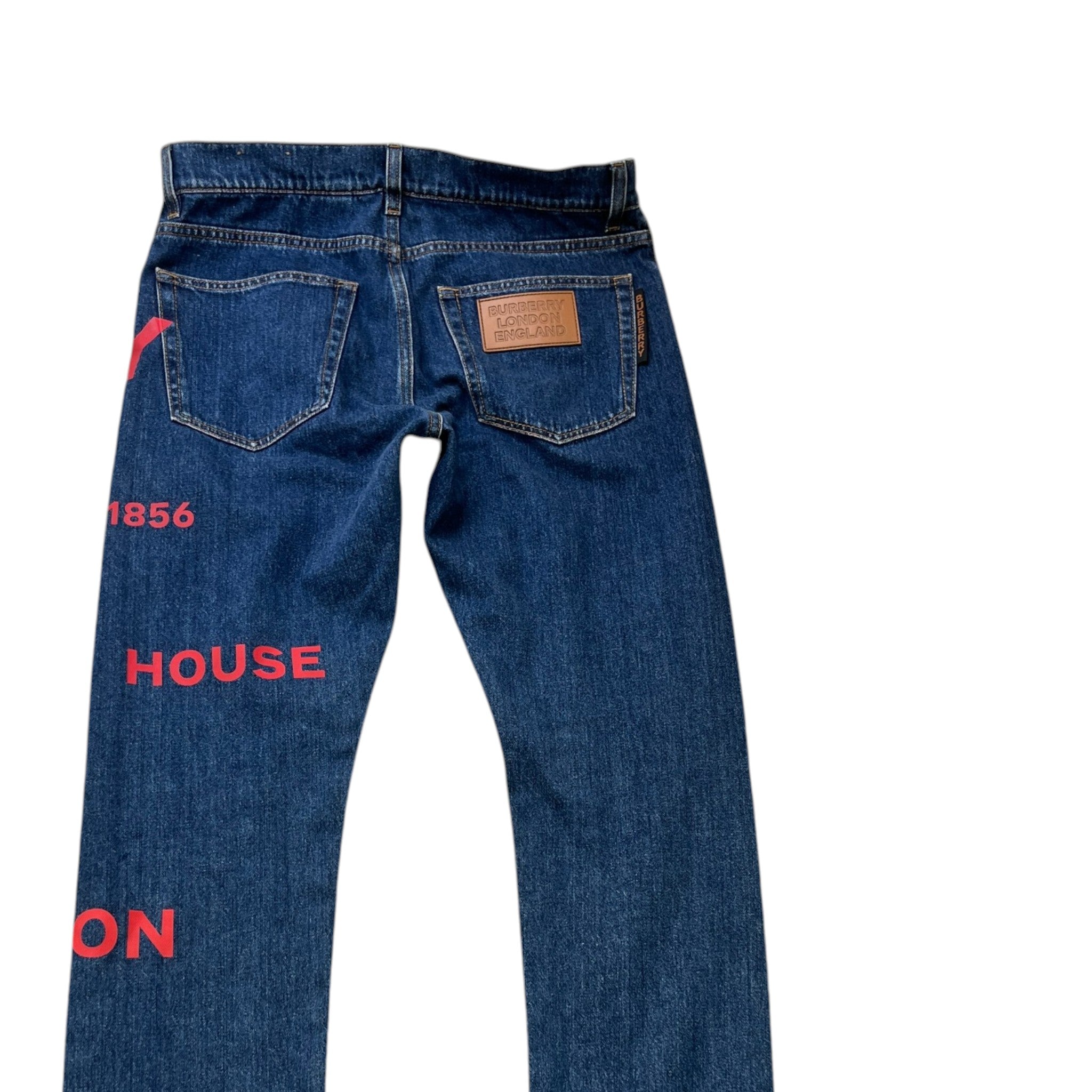 Men's Horseferry Print Jeans Blue Size Waist 32"