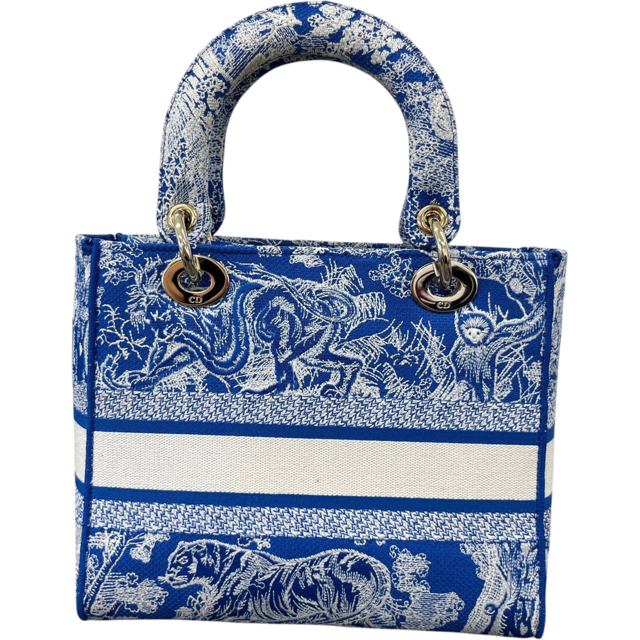 Women's Medium Dior Lady D-Lite Toile De Jouy Handbag Blue