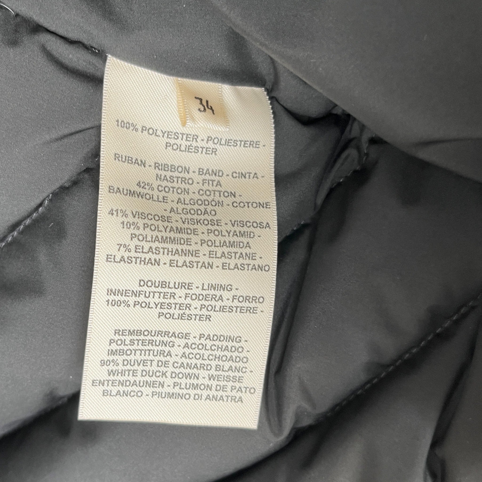 Women's Quilted Plaque Logo Jacket Black Size IT 38 / UK 6