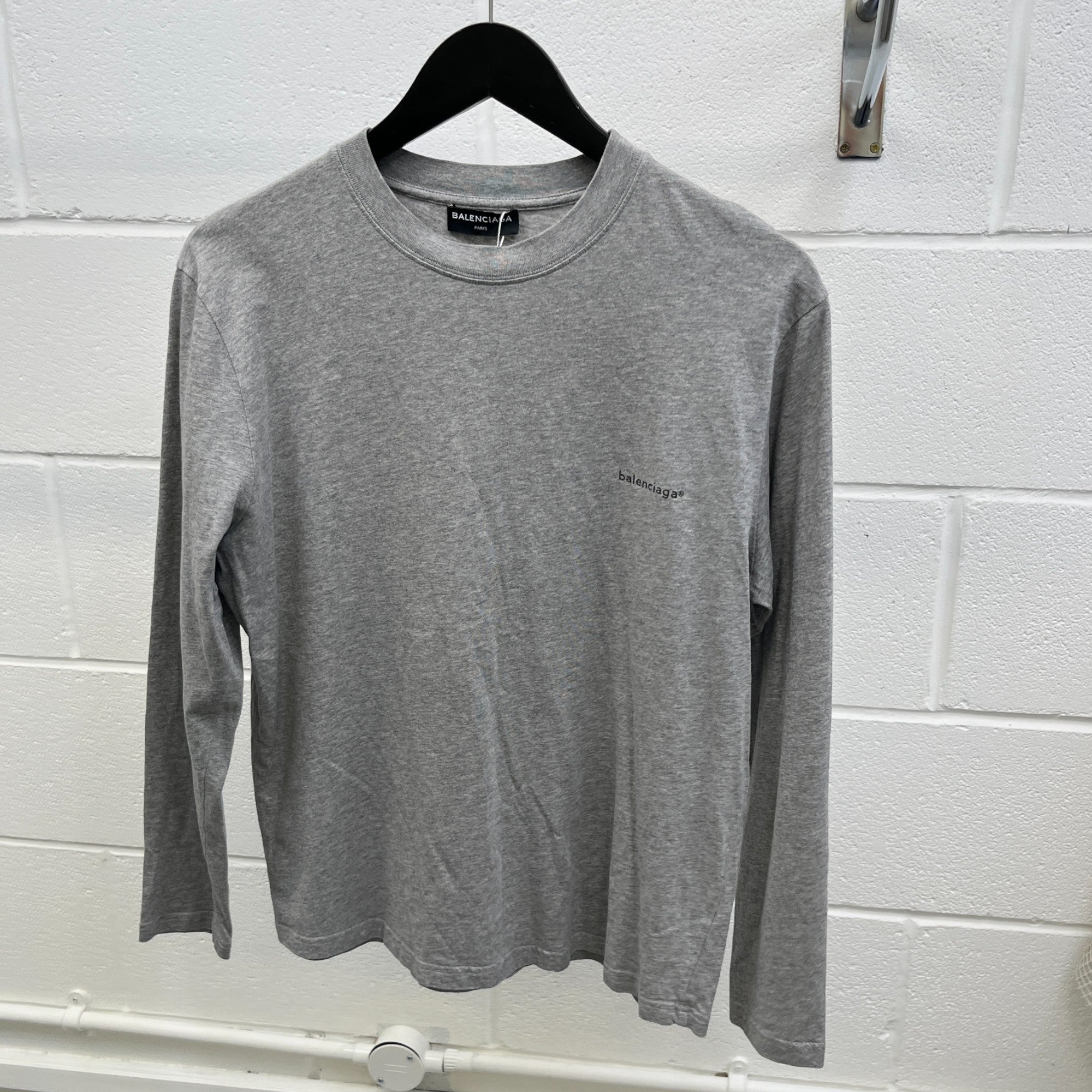 Men's Logo Print Long Sleeve T-Shirt Grey Size S