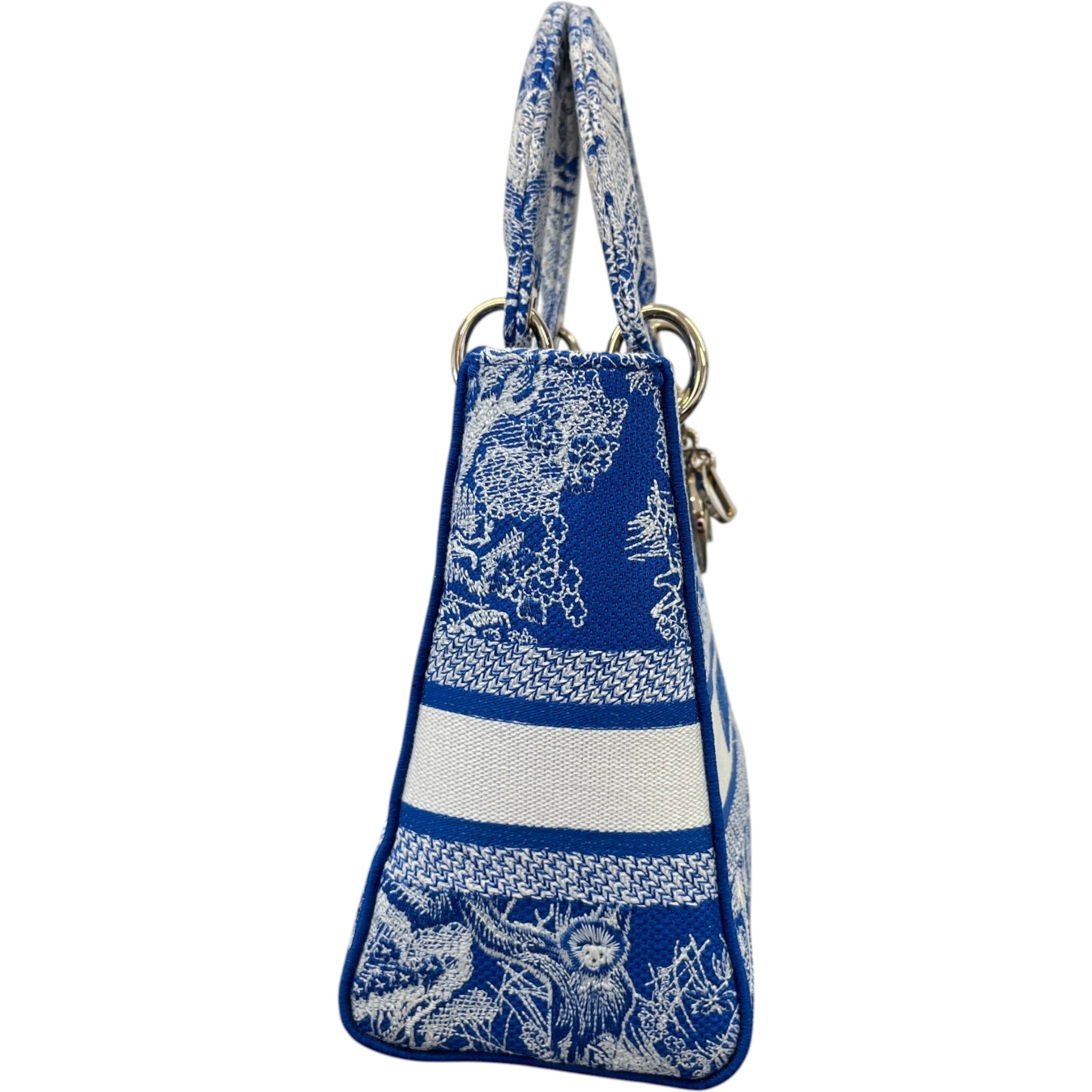 Women's Medium Dior Lady D-Lite Toile De Jouy Handbag Blue