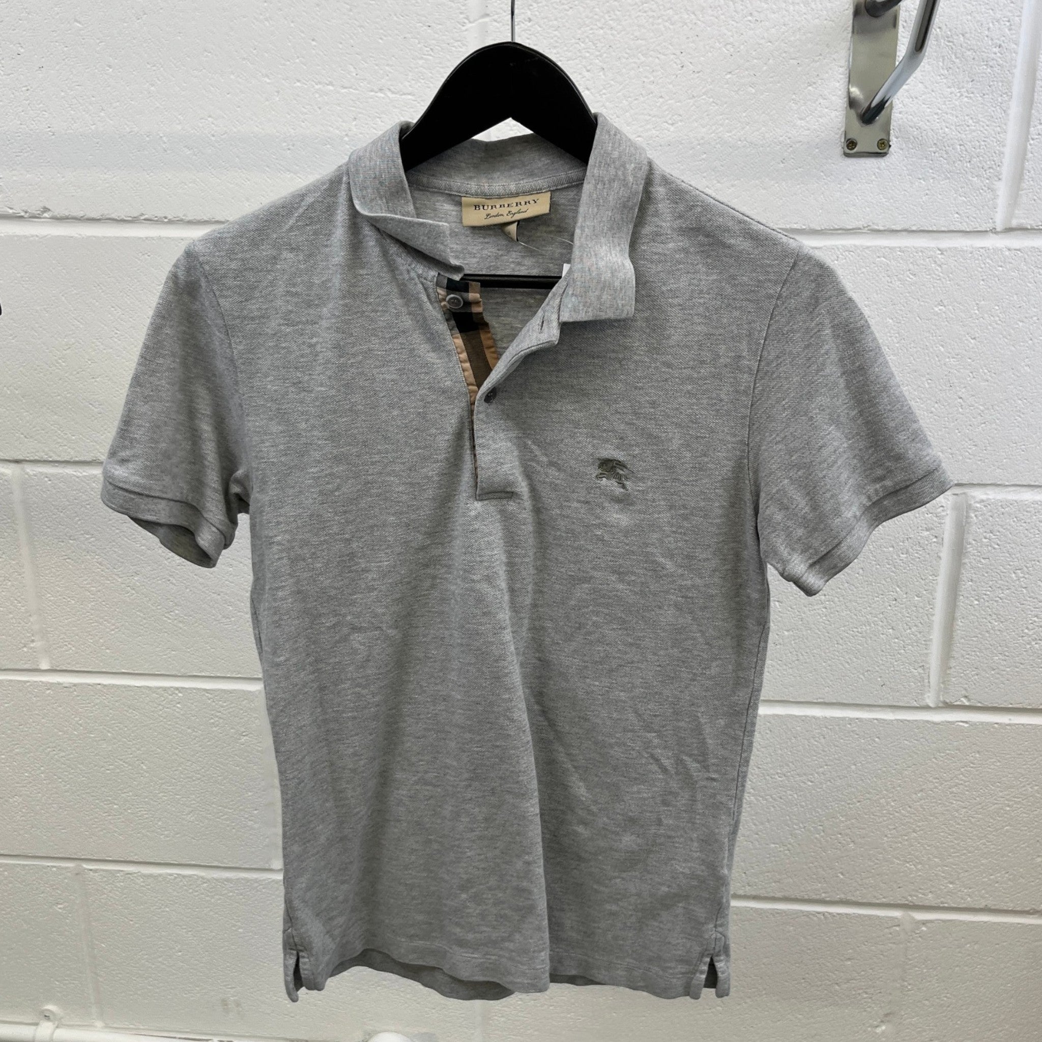 Men's Embroidered Logo Polo Shirt Grey Size XS
