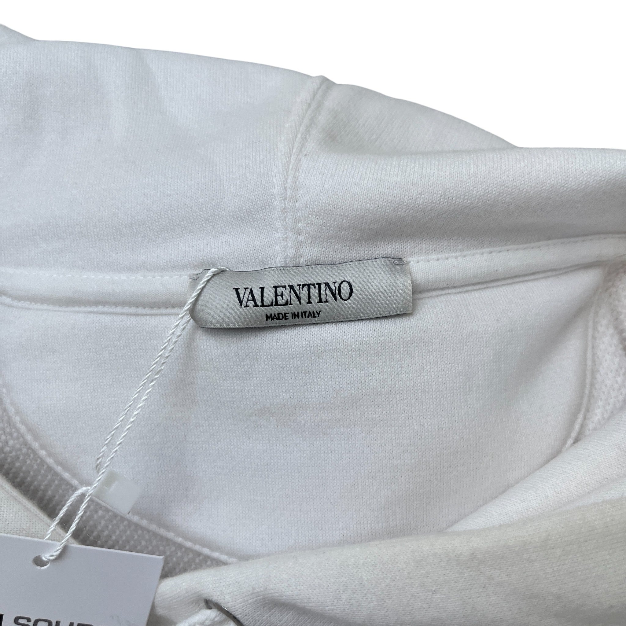 Men's Vltn Logo Print Hoodie White Size M